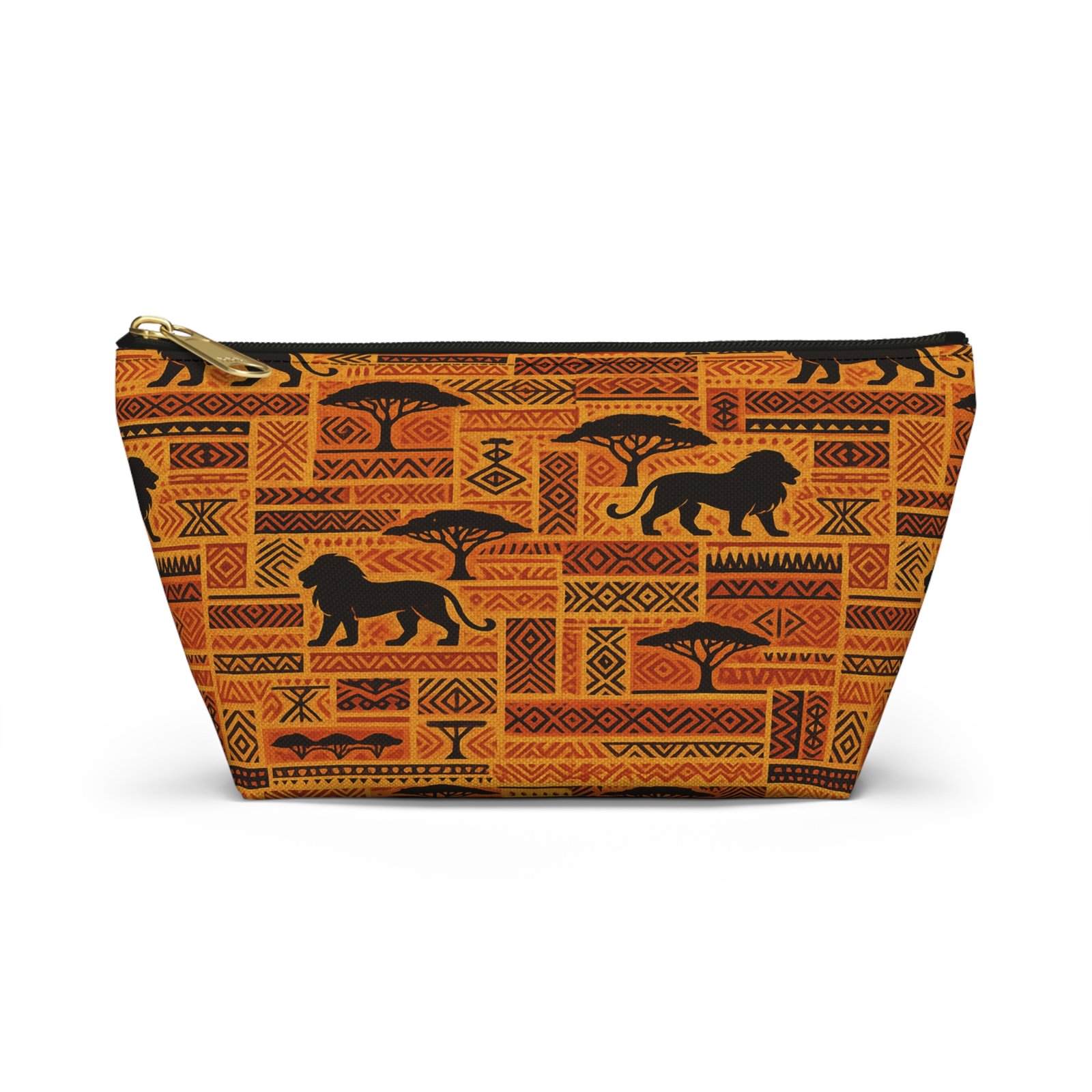 African Safari Lion Pattern Accessory Pouch | T-Bottom Cosmetic Bag - Image 9