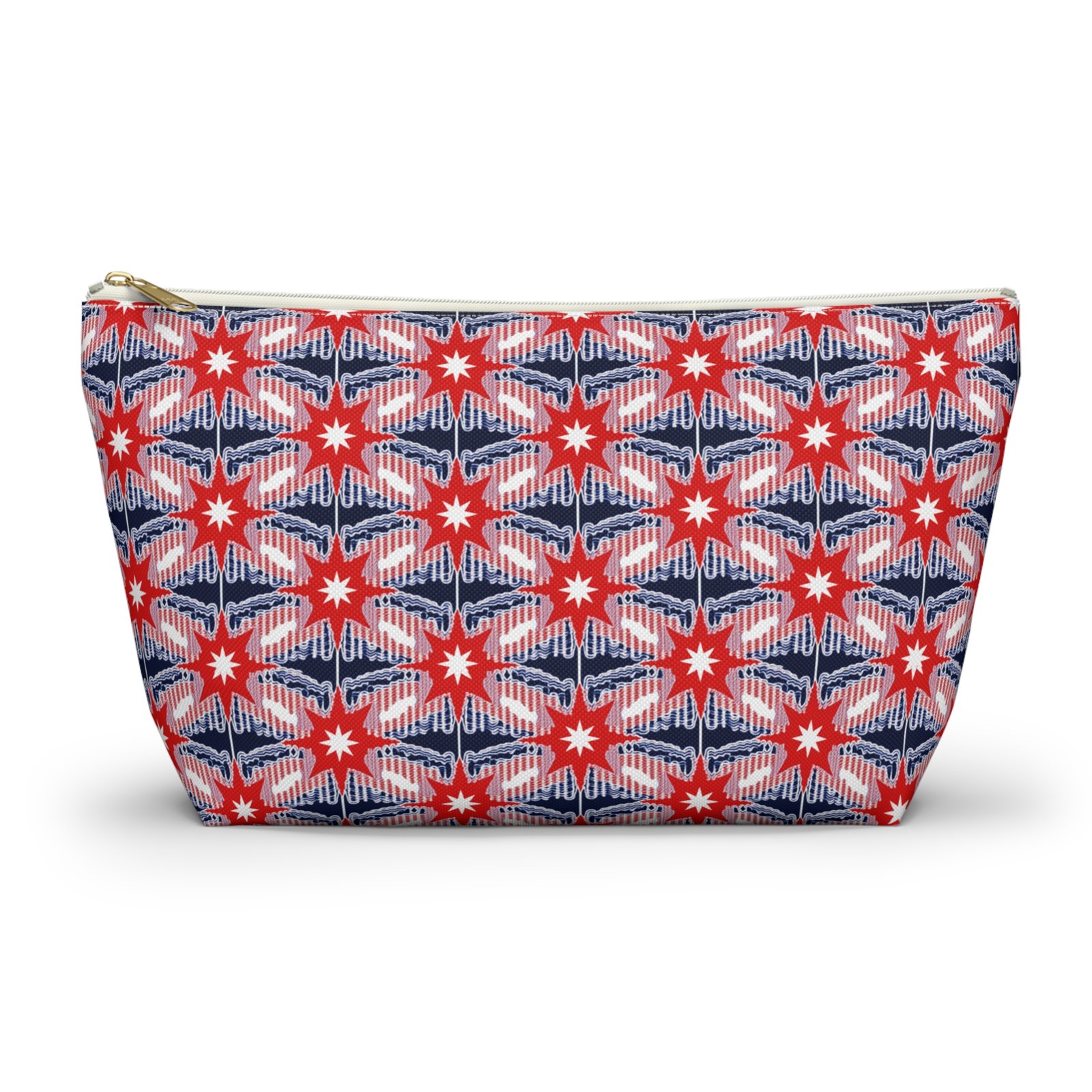 Red Blue Ikat Star Pattern Accessory Pouch - Image 5