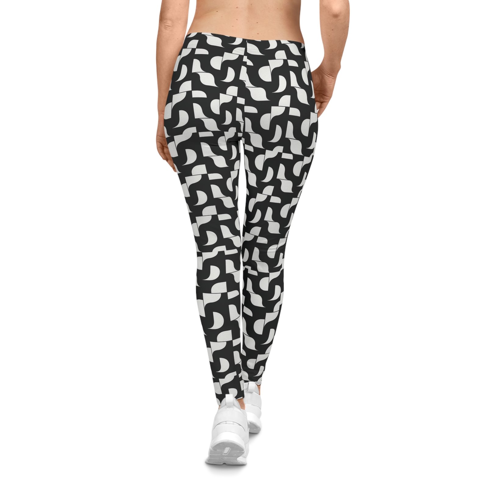 Black White Geometric Pattern Leggings | Abstract Tessellation Leggings