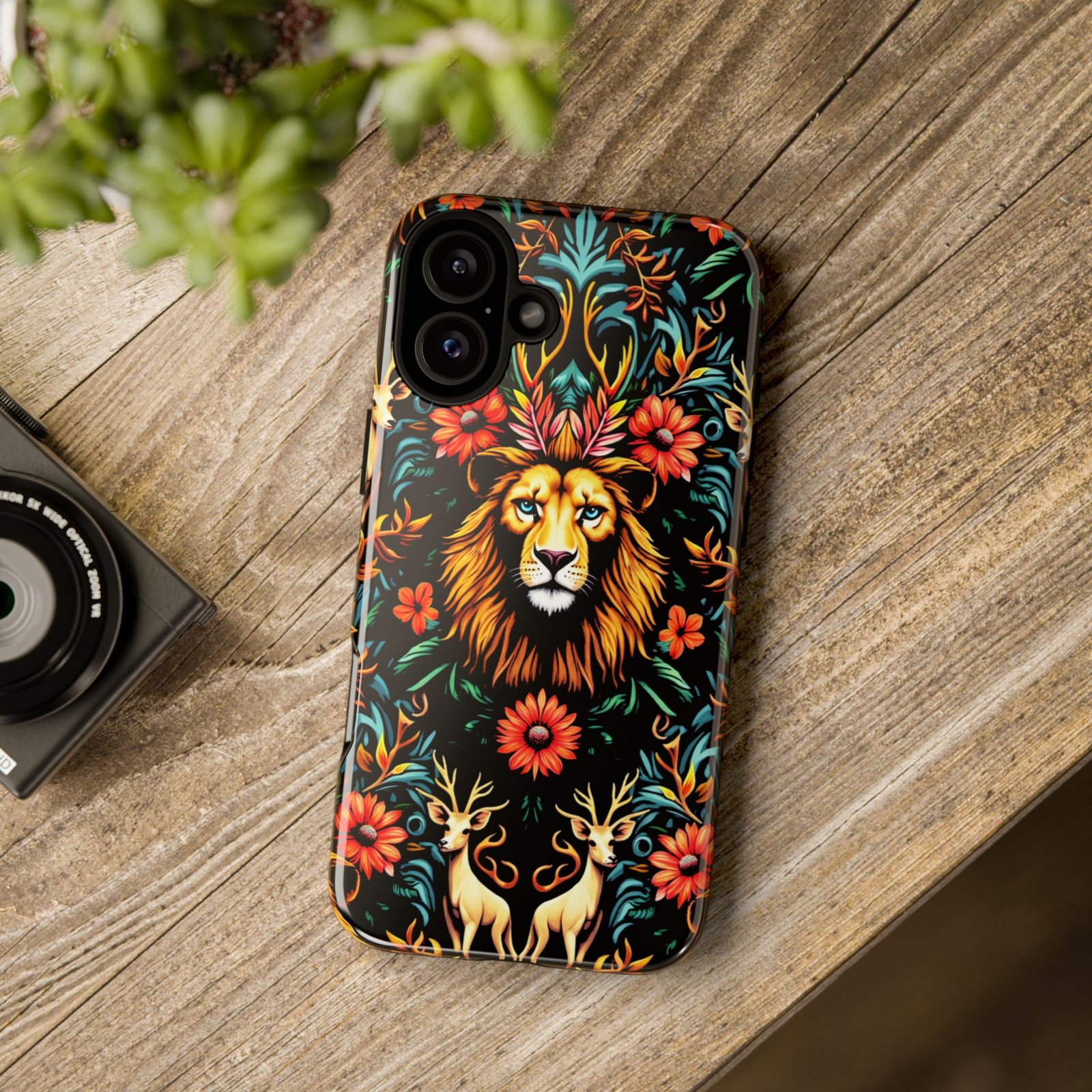 iPhone16 Vibrant Lion Phone Case, Tough Cases, Floral Design, Bohemian Style, Gift for Animal Lovers, Unique Phone Accessories - Image 12