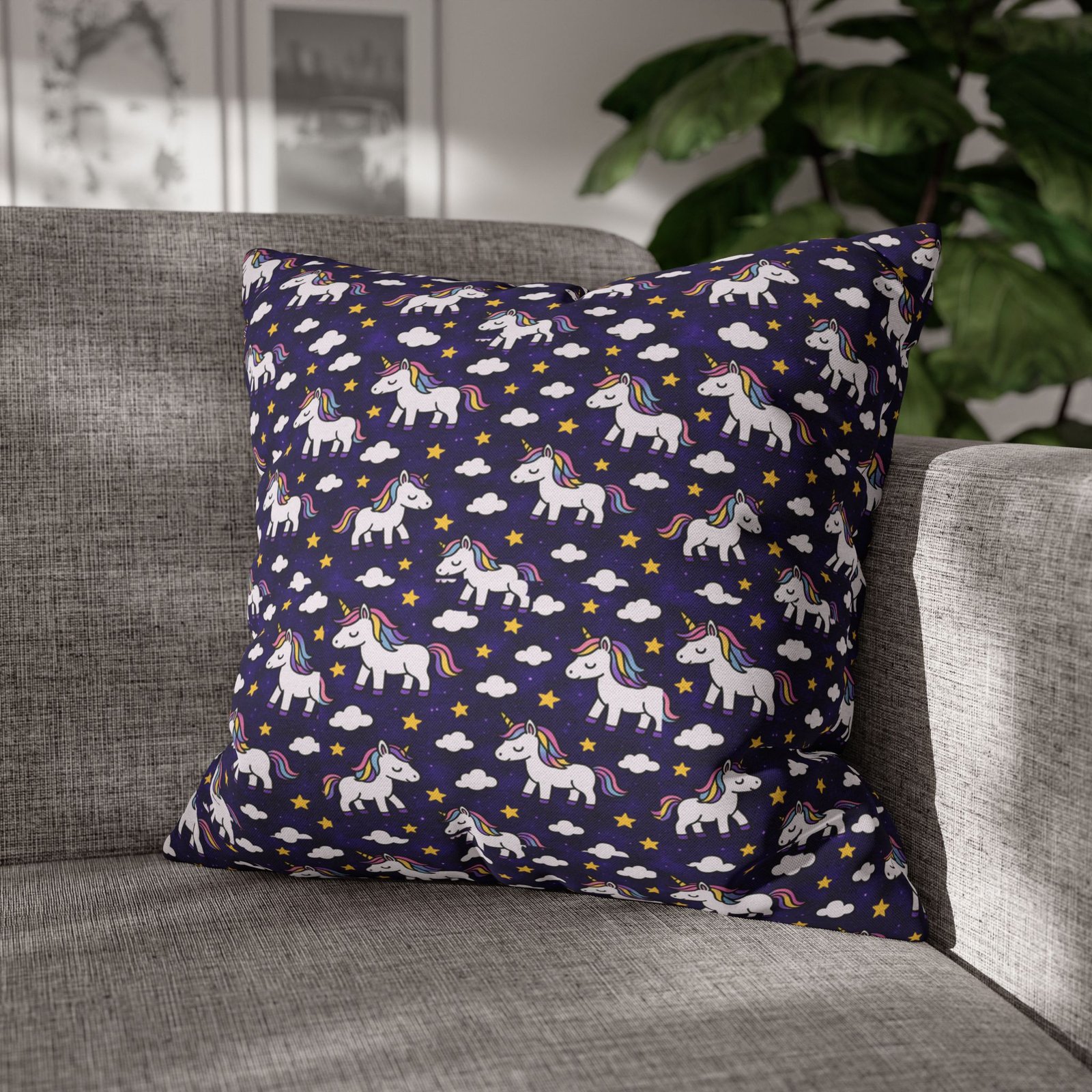Unicorn Pattern Pillowcase | Square Polyester Throw Pillow Cover - Image 23