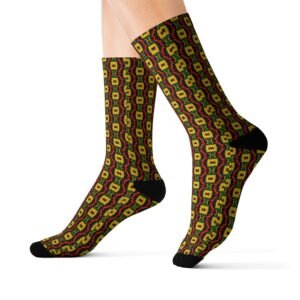 Autumn Geo Pattern Socks | Boho Tribal Knit-Inspired Sublimation Socks