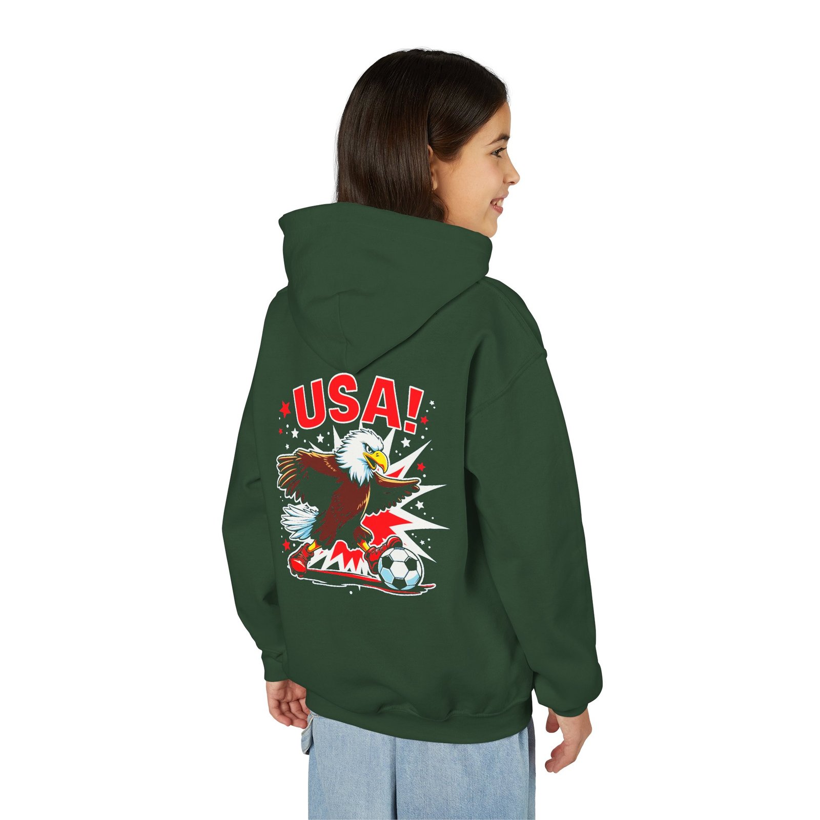 USA Eagle Soccer Hoodie | Youth Hooded Sweatshirt - Image 20