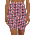 Patriotic Red White Blue Starburst Pencil Skirt | All-Over Print