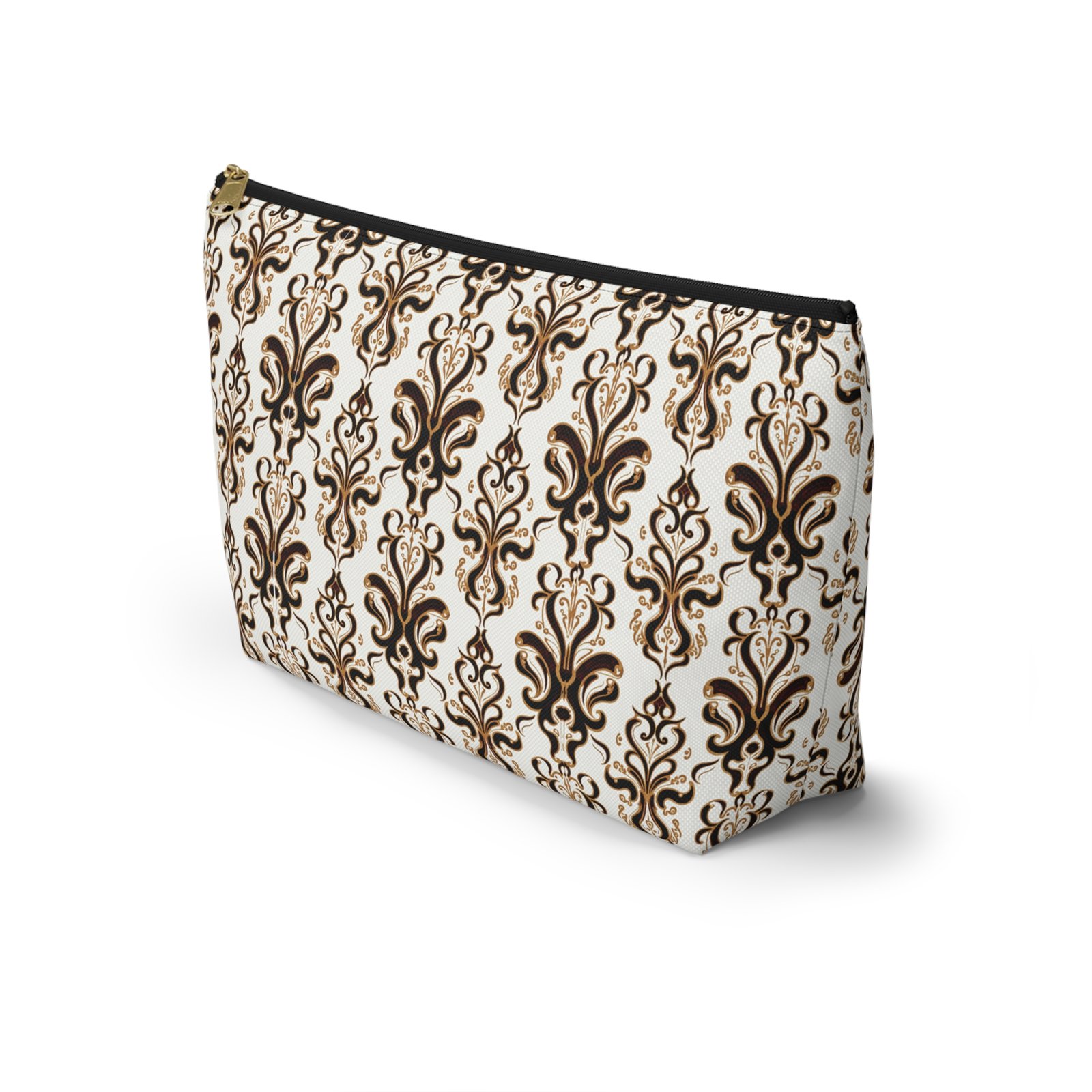 Brown Damask Pattern Accessory Pouch - Image 3