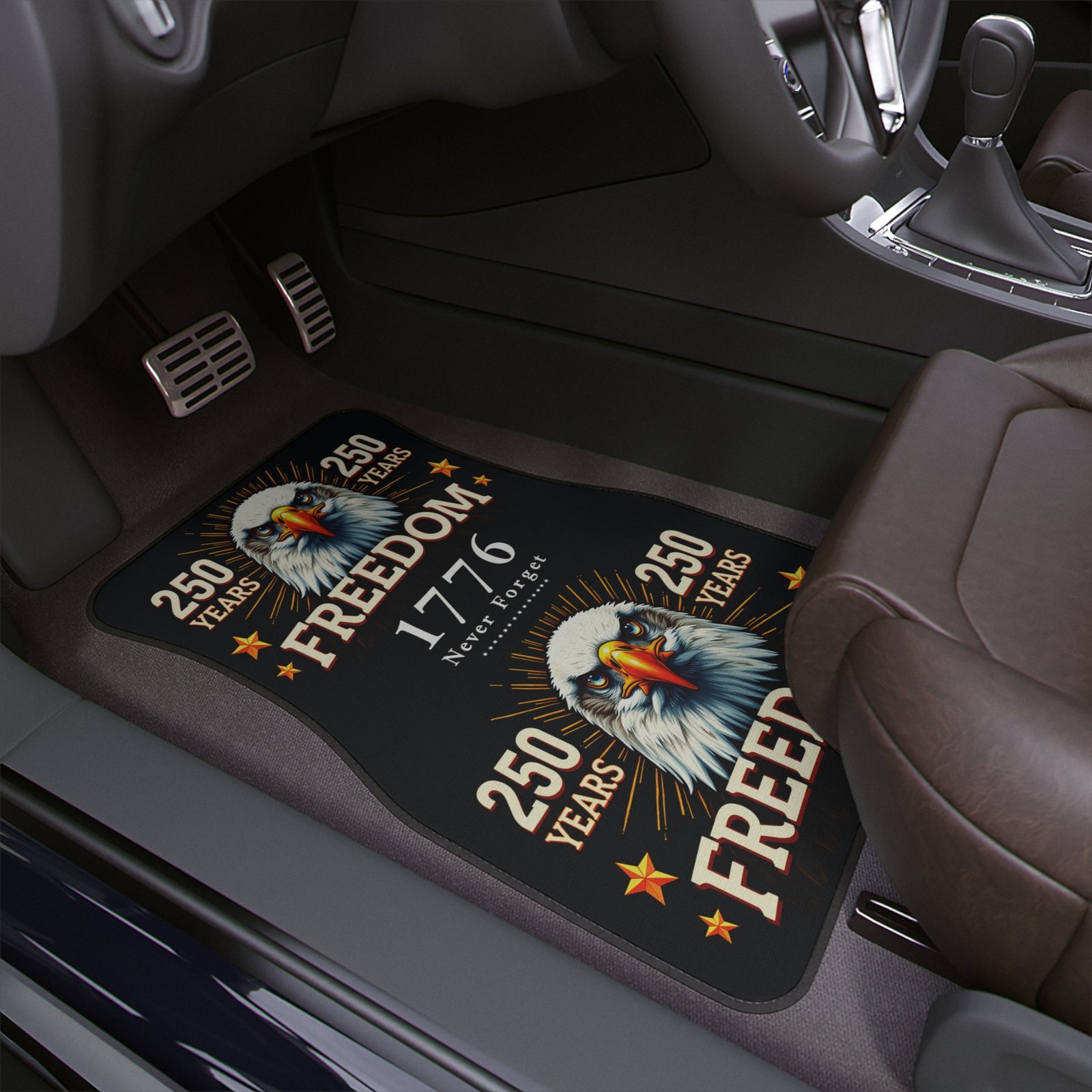 Patriotic Car Floor Mat - 250 Years of Freedom, American Eagle, Vehicle Accessories, USA Pride, Independence Day Decor