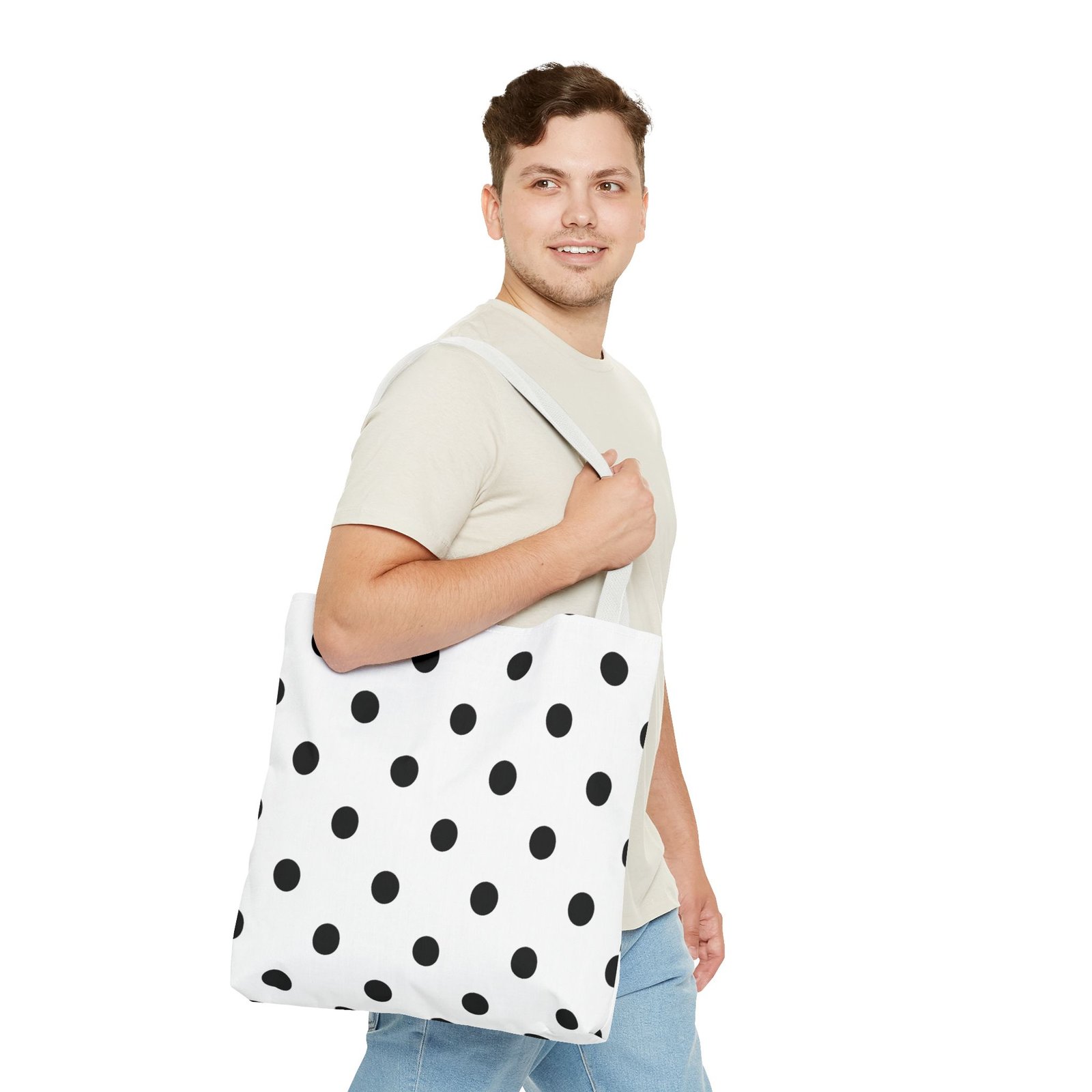 Black Polka Dot Tote Bag | All-Over Print - Image 23