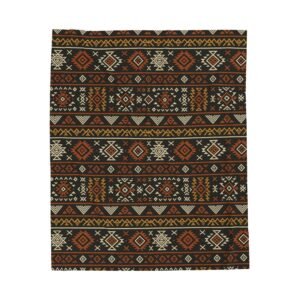 Southwestern Aztec Pattern Velveteen Plush Blanket | Rustic Tribal Stripes