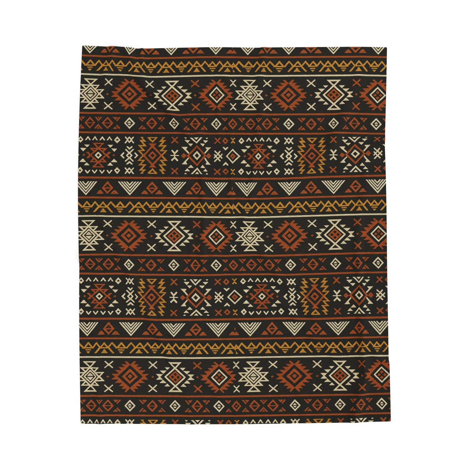 Southwestern Aztec Pattern Velveteen Plush Blanket | Rustic Tribal Stripes