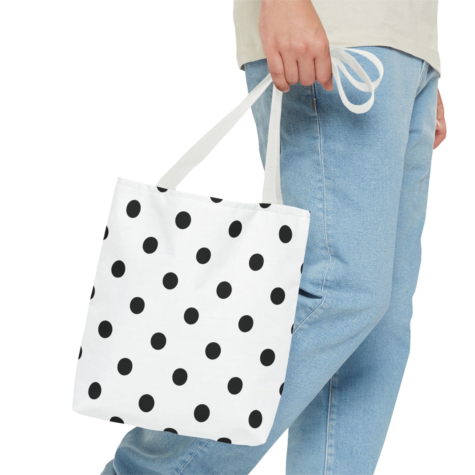 Black Polka Dot Tote Bag | All-Over Print - Image 15