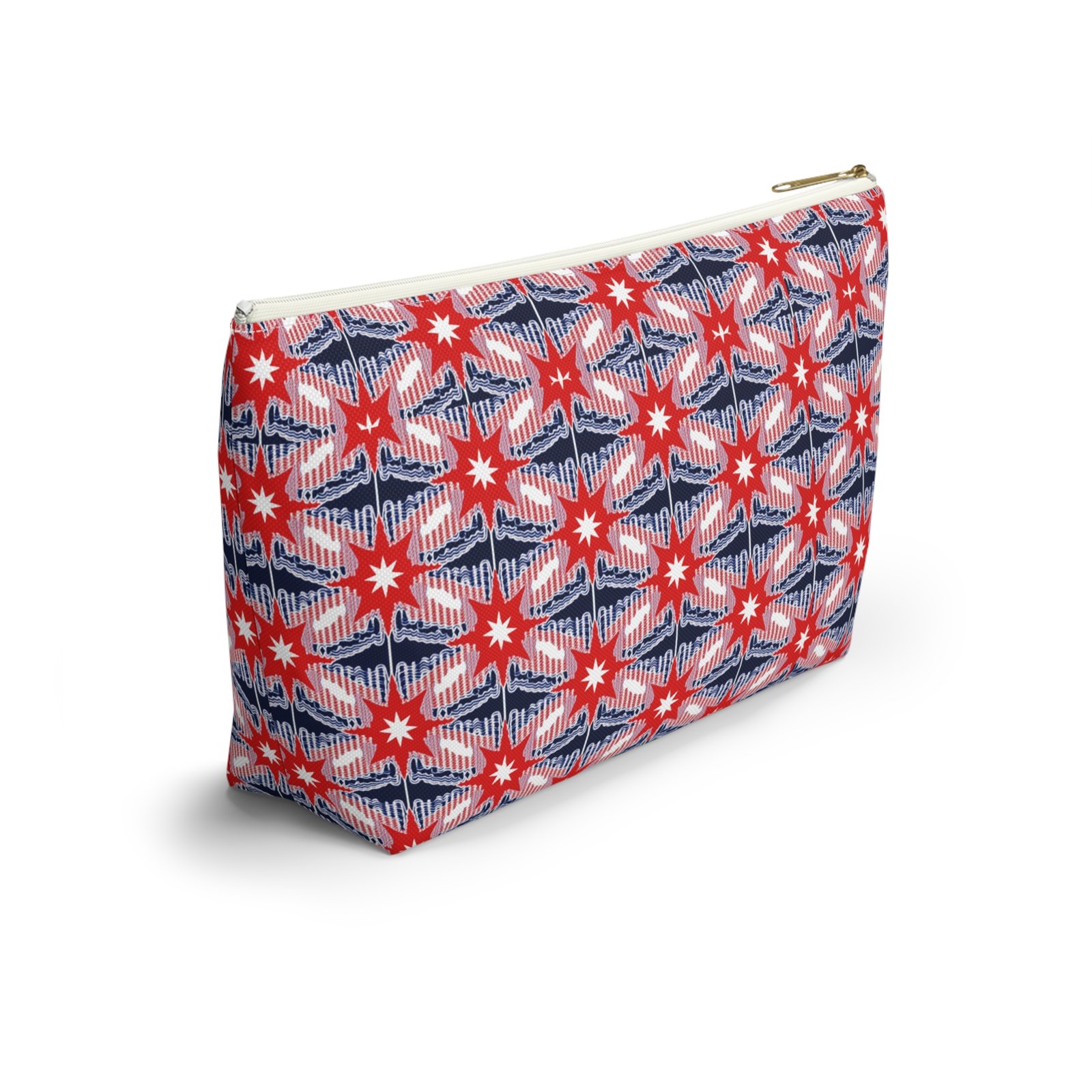 Red Blue Ikat Star Pattern Accessory Pouch - Image 8
