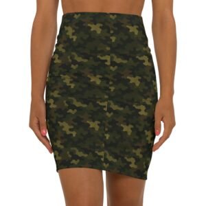 Green Camo Pattern Pencil Skirt | Camouflage Print Skirt