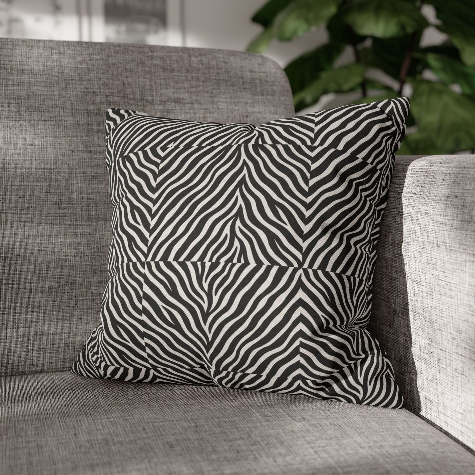Black White Zebra Stripe Pillowcase | Animal Print Square Pillowcase - Image 11