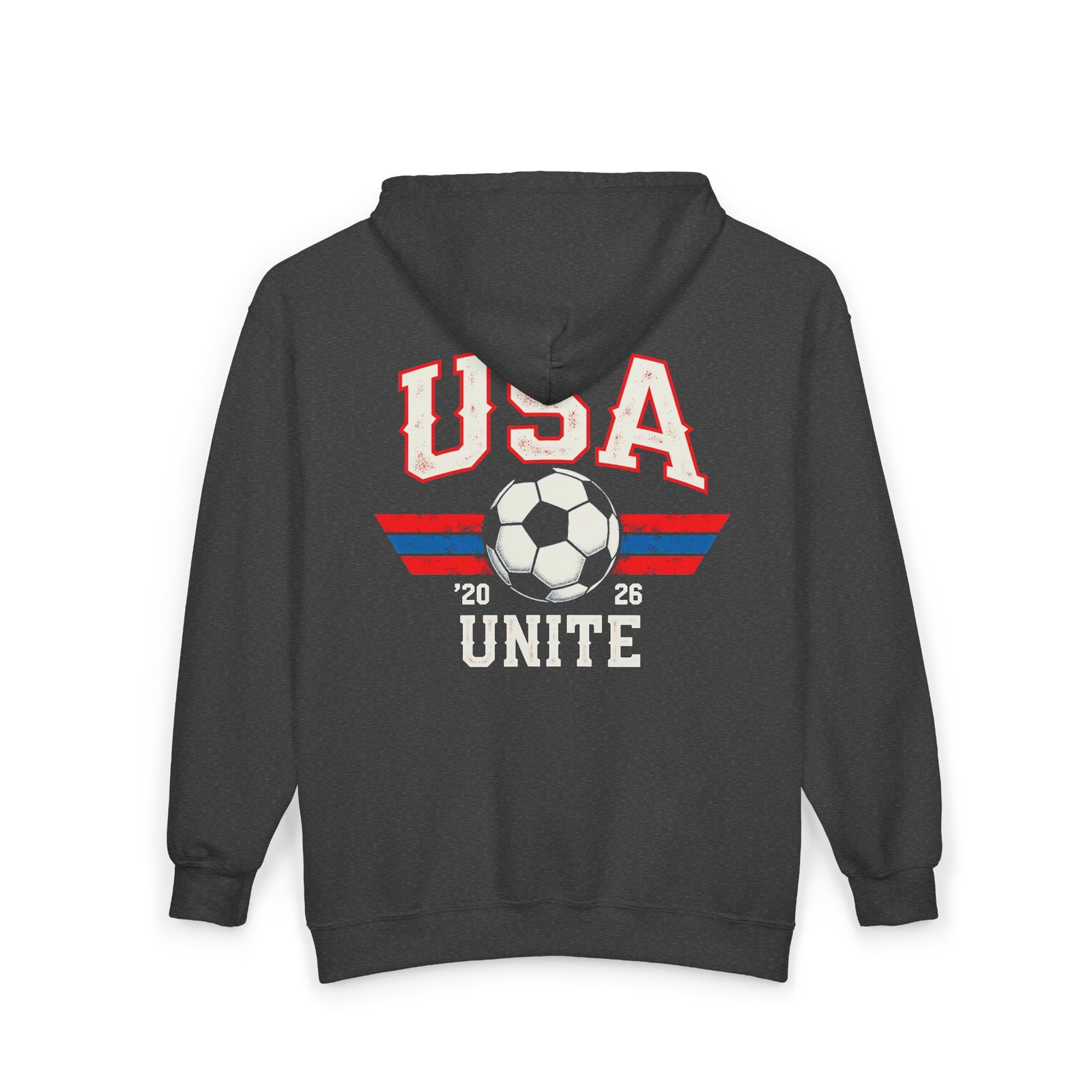 USA Soccer Unite Hoodie | Soccer Ball, Retro Stripes, 2026 - Unisex Hoodie, Team Spirit Sweatshirt, Soccer Fan Apparel, Retro Sports Jacket, - Image 8
