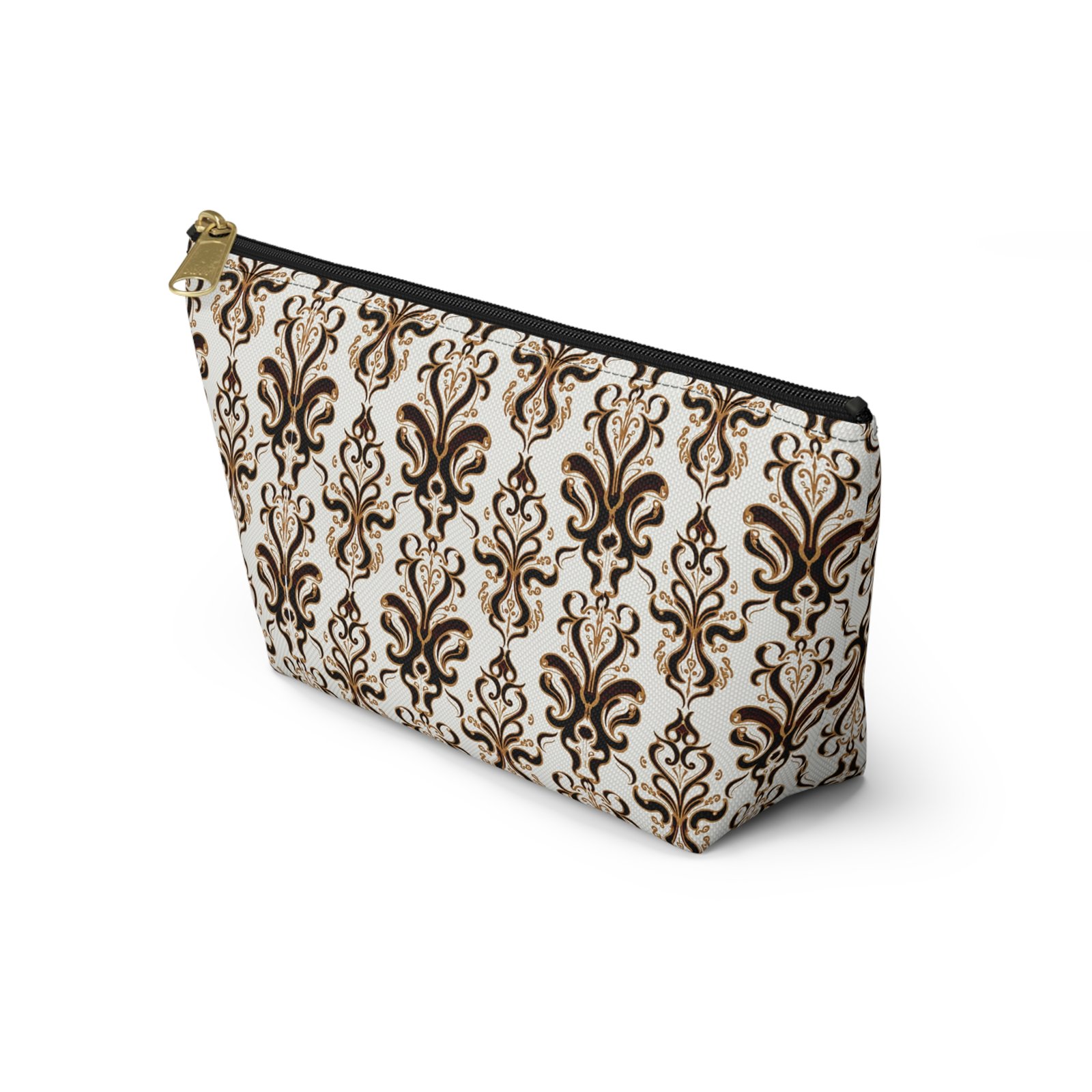 Brown Damask Pattern Accessory Pouch - Image 11