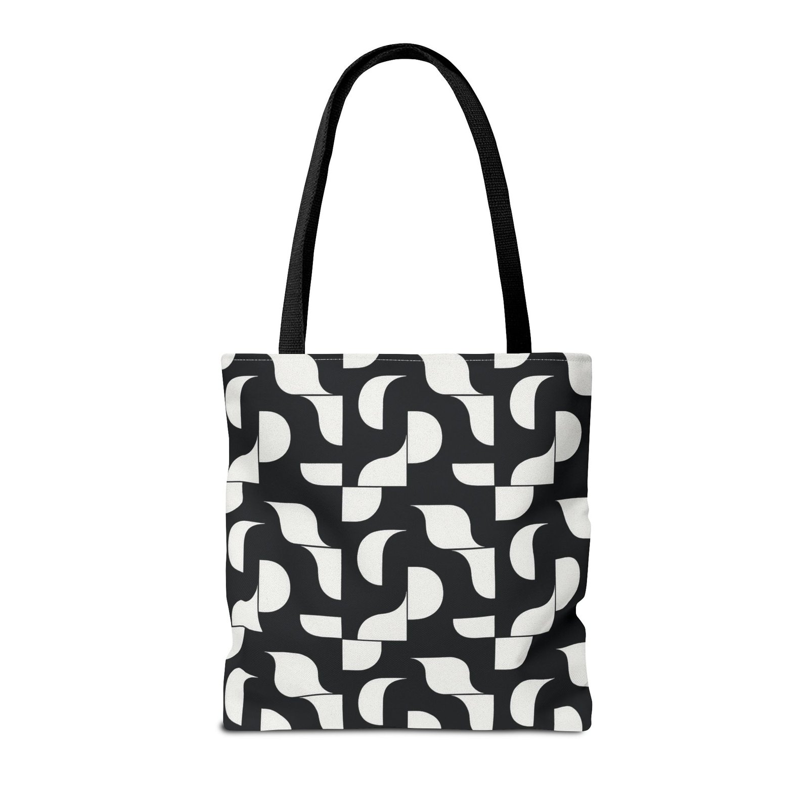 Monochrome Geometric Tote Bag, Black and White Patterned Shopping Bag, Stylish Shoulder Bag, Reusable Grocery Tote, Eco-Friendly Carryall, - Image 6