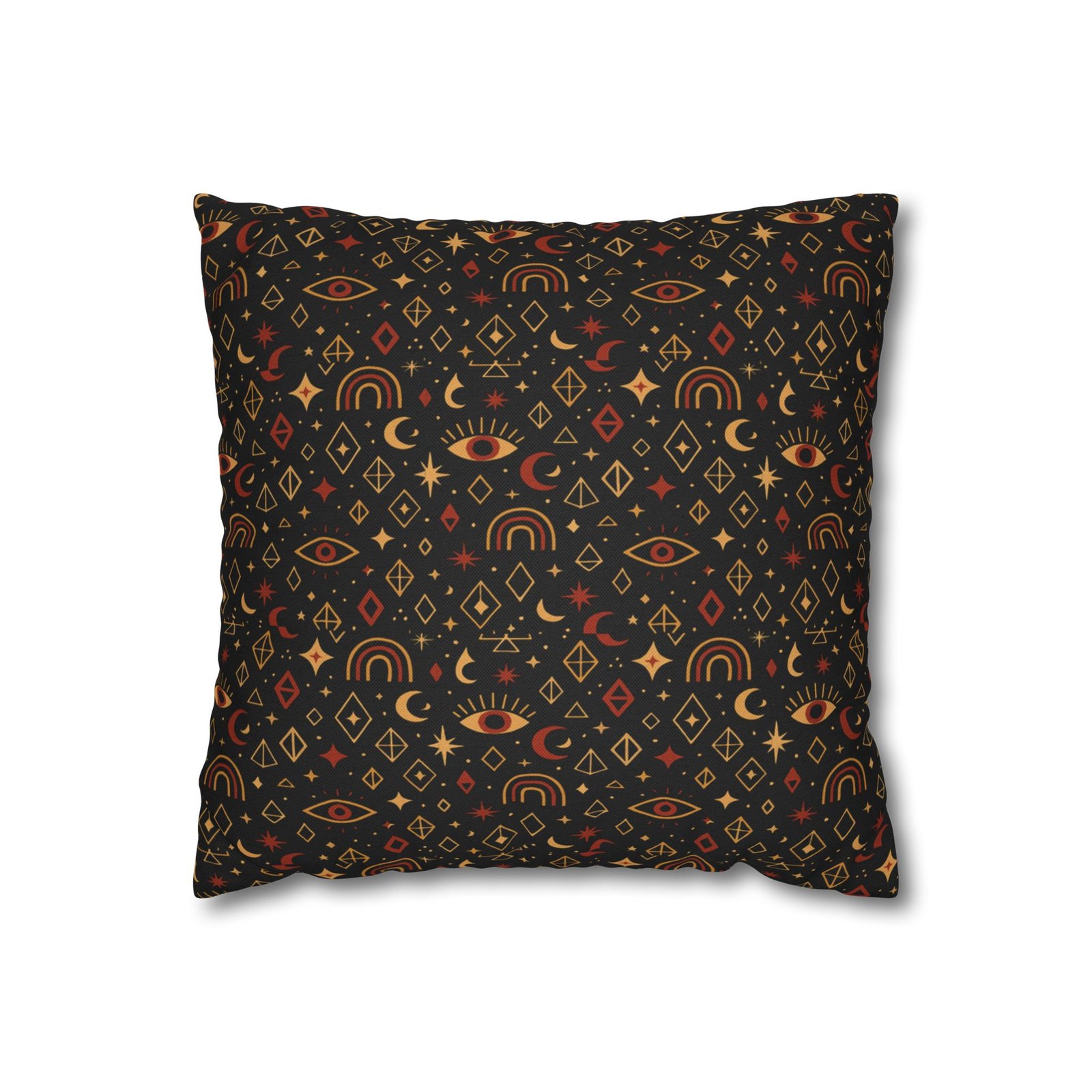Mystic Eye Pattern Pillowcase | Boho Celestial Motif, Dark Autumn Colors - Image 2