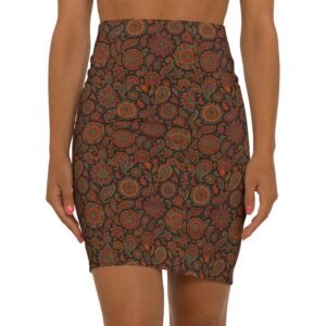 Bohemian Patterned Mid-Waist Pencil Skirt