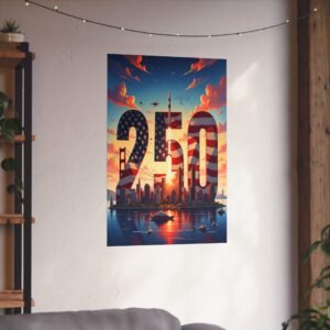 Vertical Poster, America 250th Anniversary Cyber City Poster Art, Matte Wall Art, Decor Print, Home Office Decoration