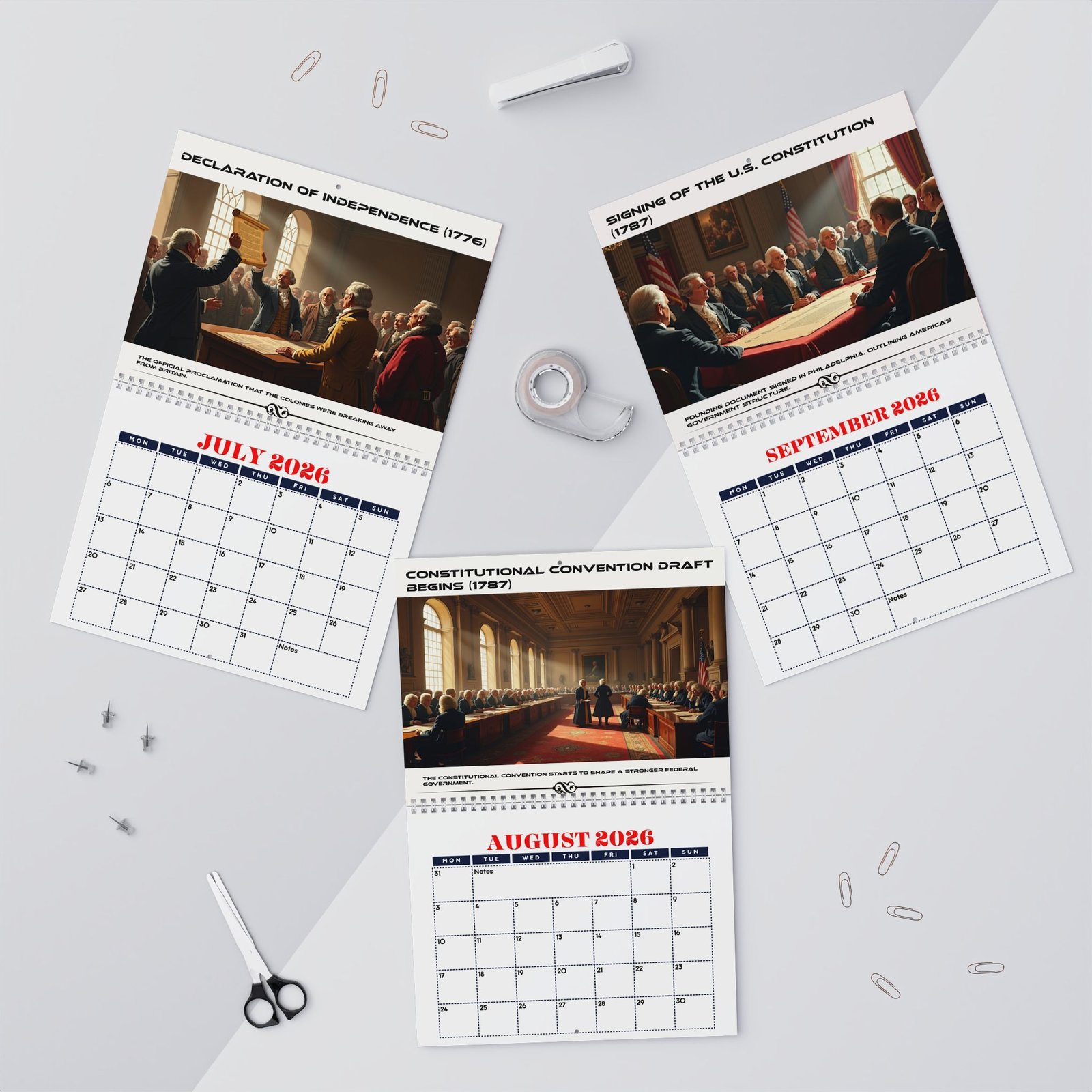 2026 Semiquincentennial Minimalist Calendar, America 250 Wall Calendar, 1776-2026 Patriotic Planner, U.S. 250th Anniversary Gift - Image 5