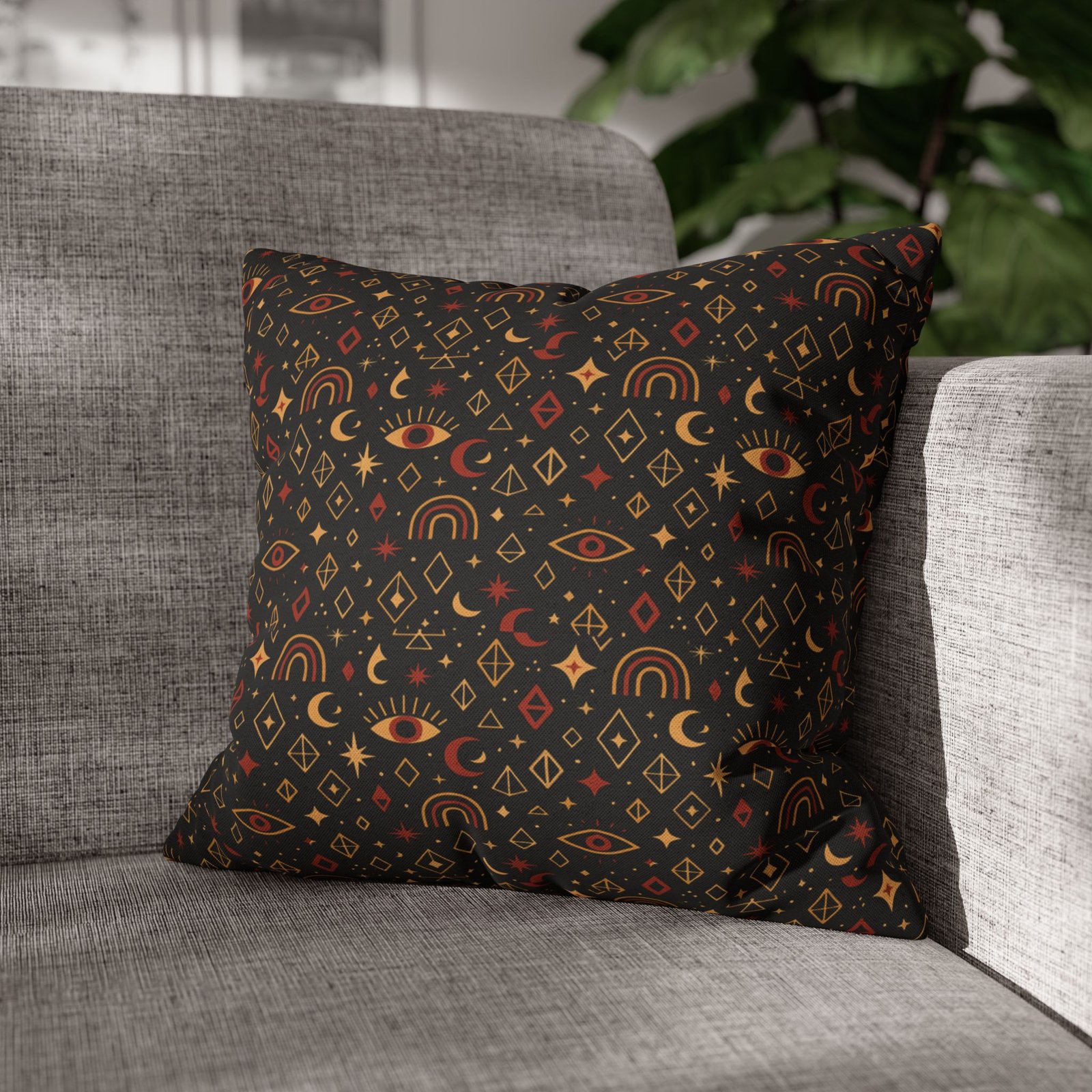 Mystic Eye Pattern Pillowcase | Boho Celestial Motif, Dark Autumn Colors - Image 11