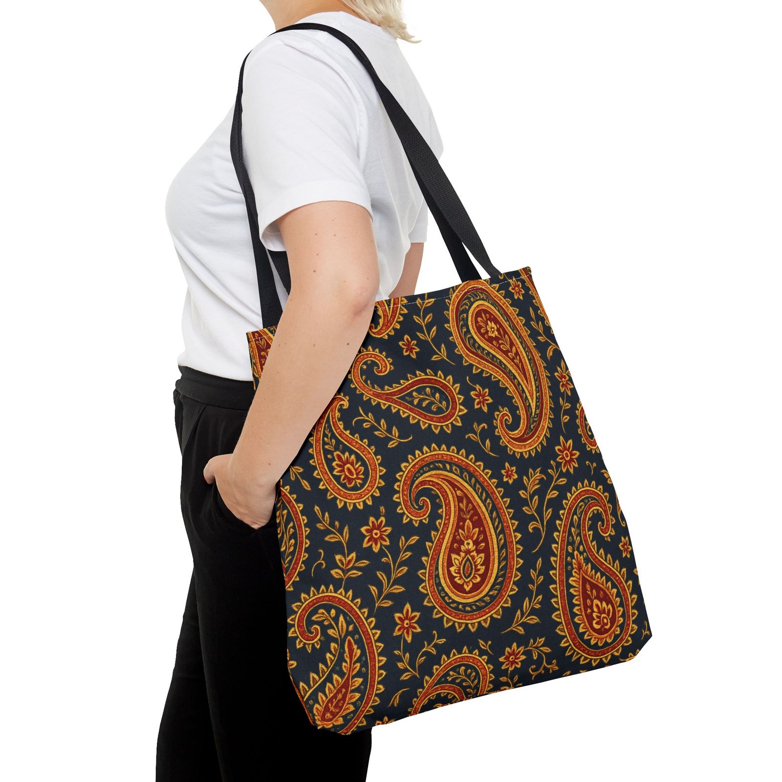 Autumn Paisley Pattern Tote Bag | All-Over Print - Image 12