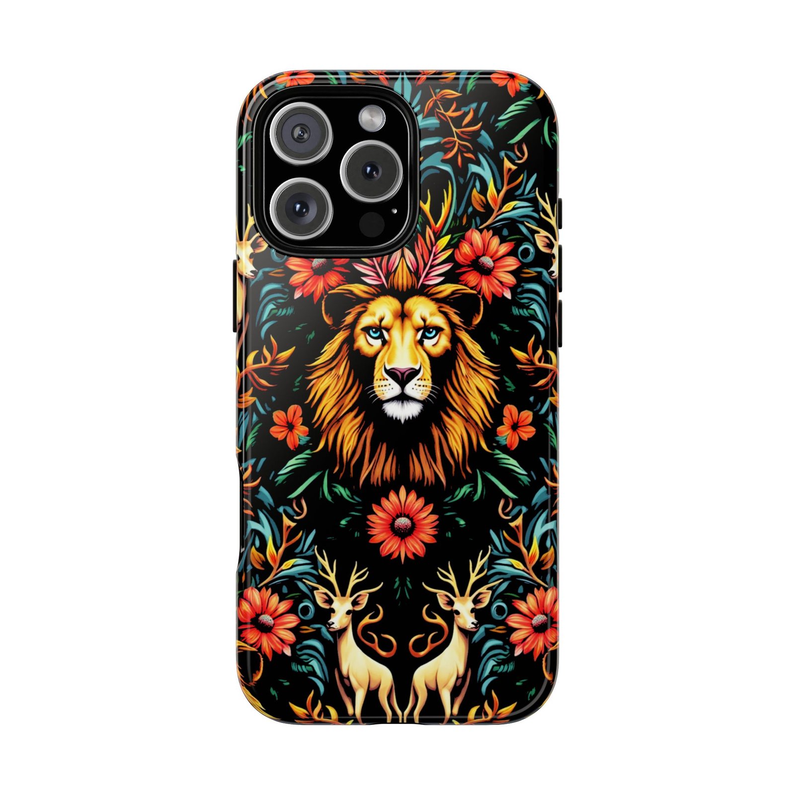 iPhone16 Vibrant Lion Phone Case, Tough Cases, Floral Design, Bohemian Style, Gift for Animal Lovers, Unique Phone Accessories - Image 25