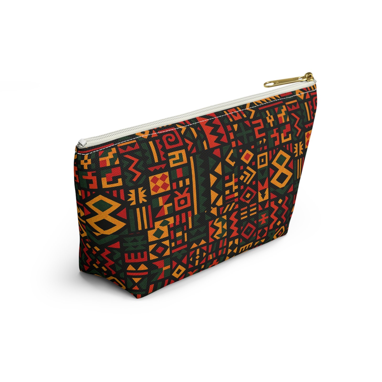 African Tribal Pattern Accessory Pouch | T-Bottom Zip Cosmetic Bag - Image 16