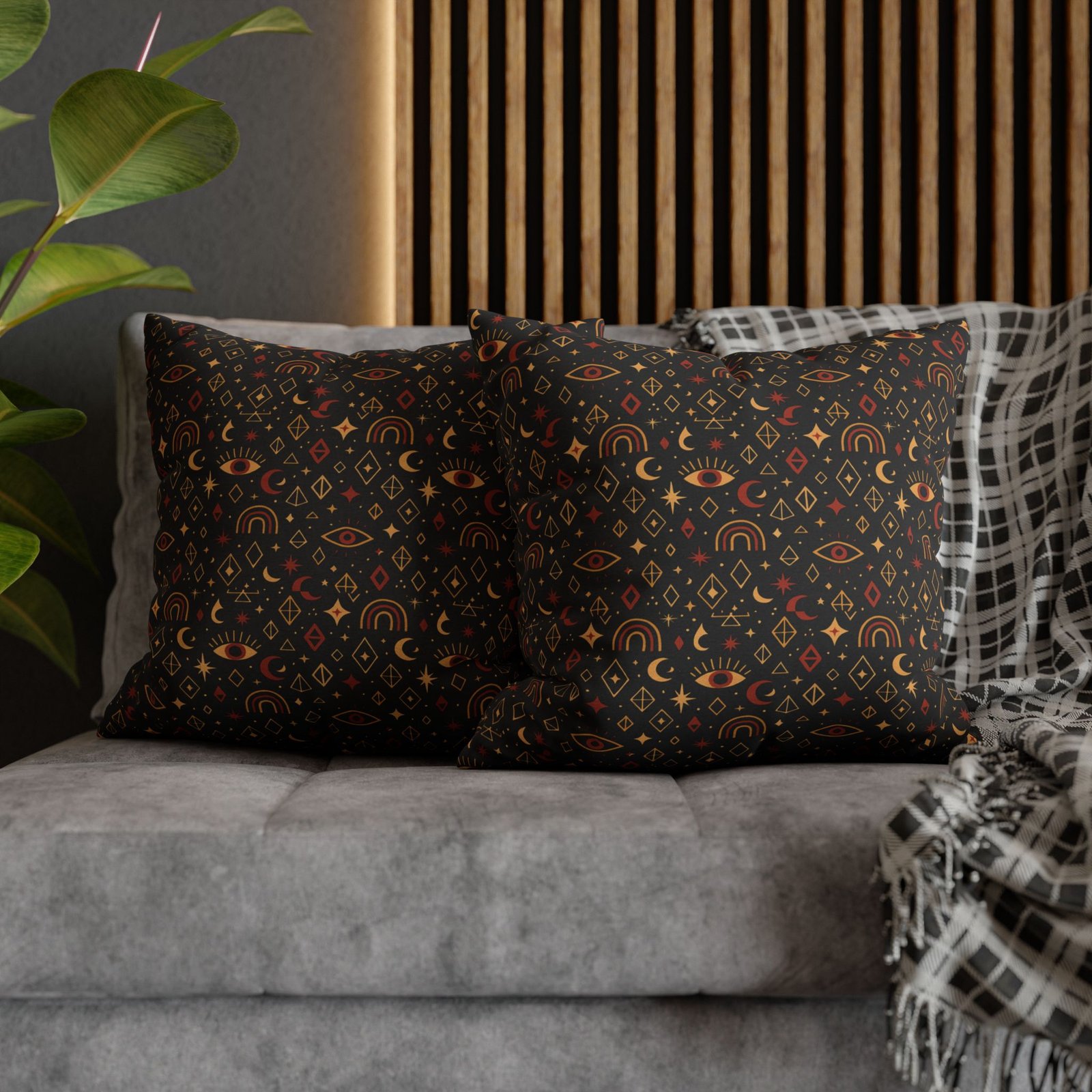 Mystic Eye Pattern Pillowcase | Boho Celestial Motif, Dark Autumn Colors - Image 24