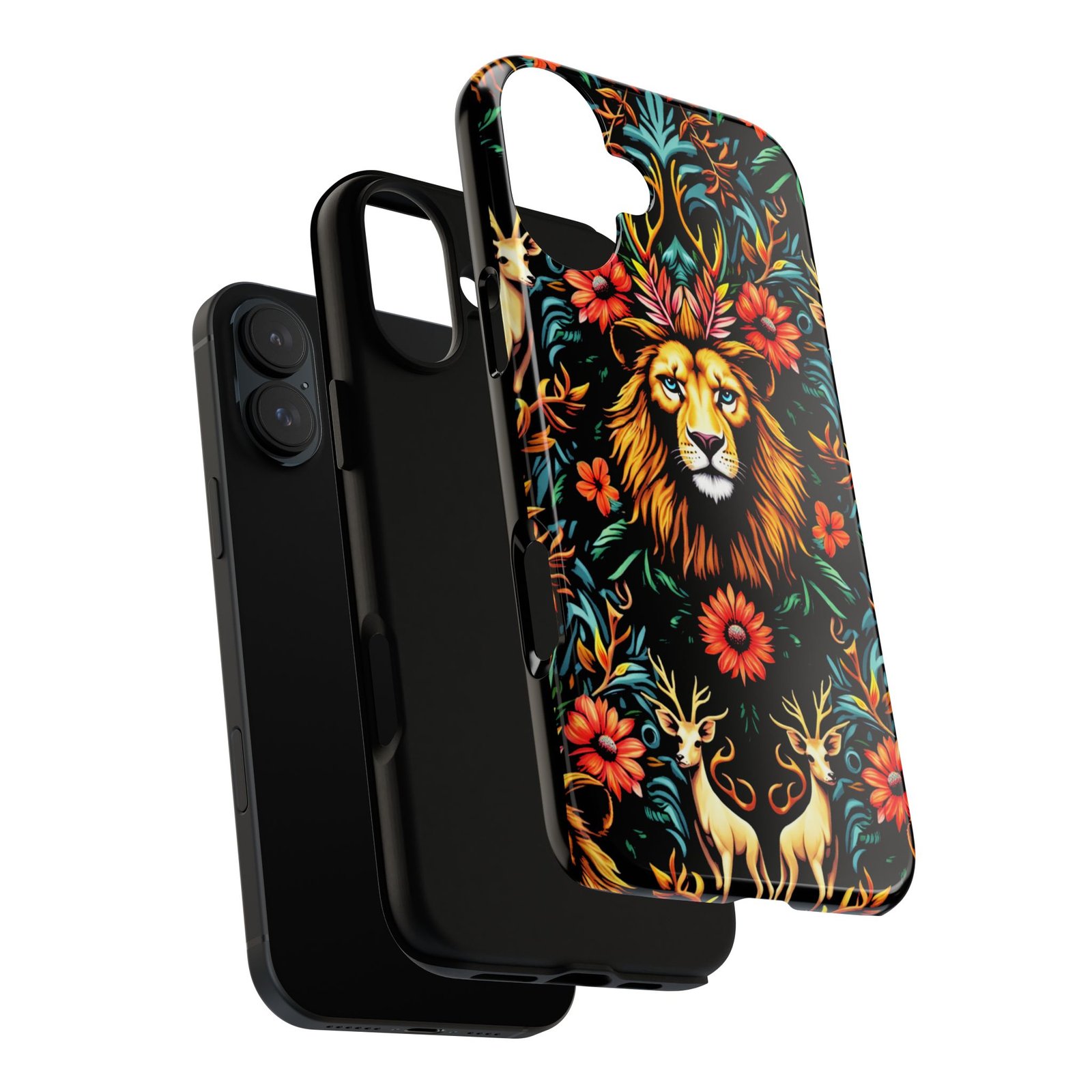 iPhone16 Vibrant Lion Phone Case, Tough Cases, Floral Design, Bohemian Style, Gift for Animal Lovers, Unique Phone Accessories - Image 11