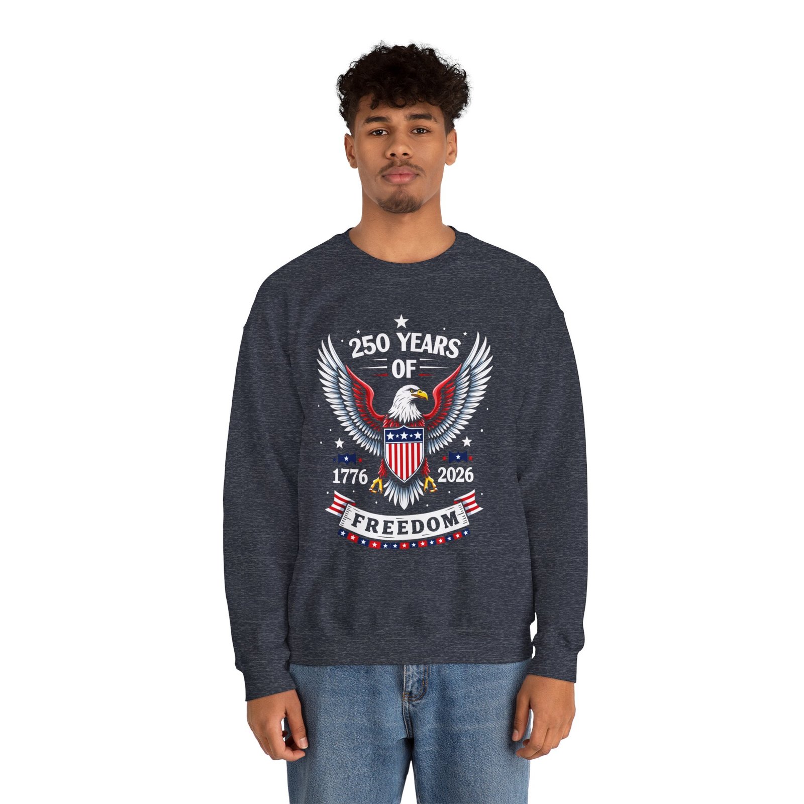 Patriotic Crewneck Sweatshirt, 250 Years of Freedom, America 250 Anniversary Pullover, 1776-2026 U.S. Semiquincentennial - Image 8