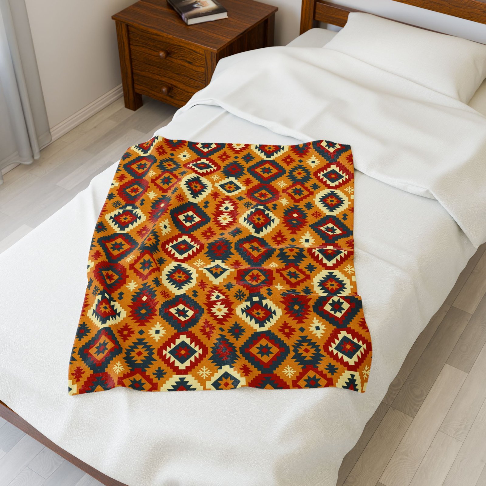 Southwestern Diamond Pattern Velveteen Plush Blanket | Aztec Geometric Throw - Image 11