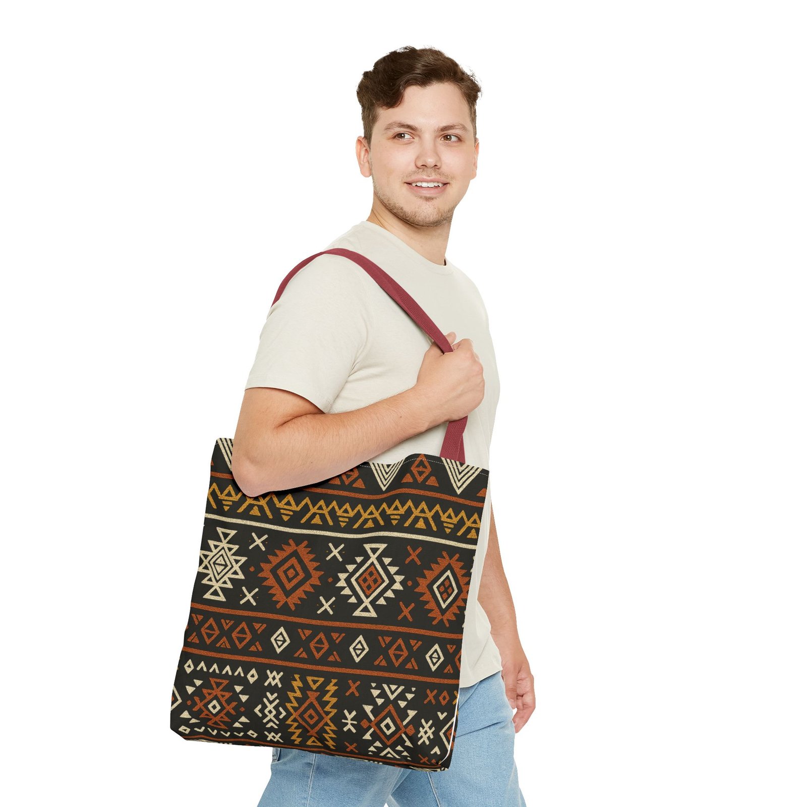 Southwestern Aztec Pattern Tote Bag | Tribal Geometric All-Over Print, Boho Chic Shoulder Bag, Ethnic Market Tote, Colorful Handbag, - Image 23