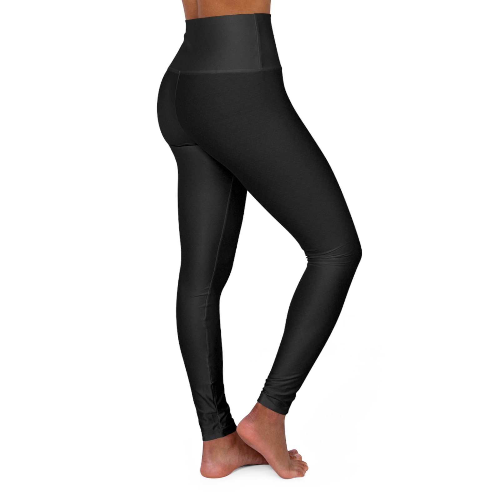 Solid Black High Waisted Yoga Leggings - Image 4