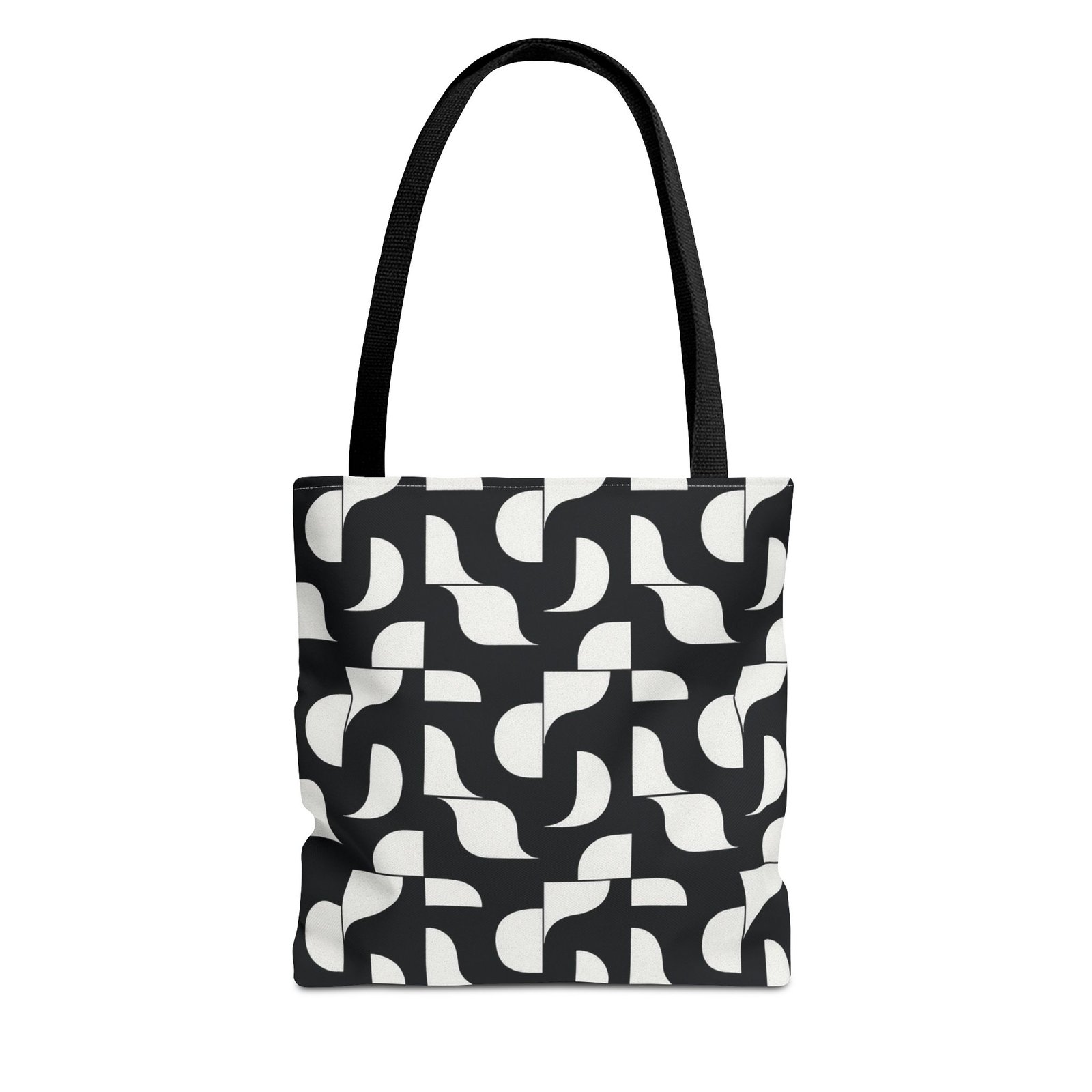 Monochrome Geometric Tote Bag, Black and White Patterned Shopping Bag, Stylish Shoulder Bag, Reusable Grocery Tote, Eco-Friendly Carryall,