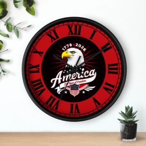 Patriotic Wall Clock, American Pride Home Decor, Veterans Gift, 250 Years of Freedom, USA Flag Decor, Independence Day Decoration