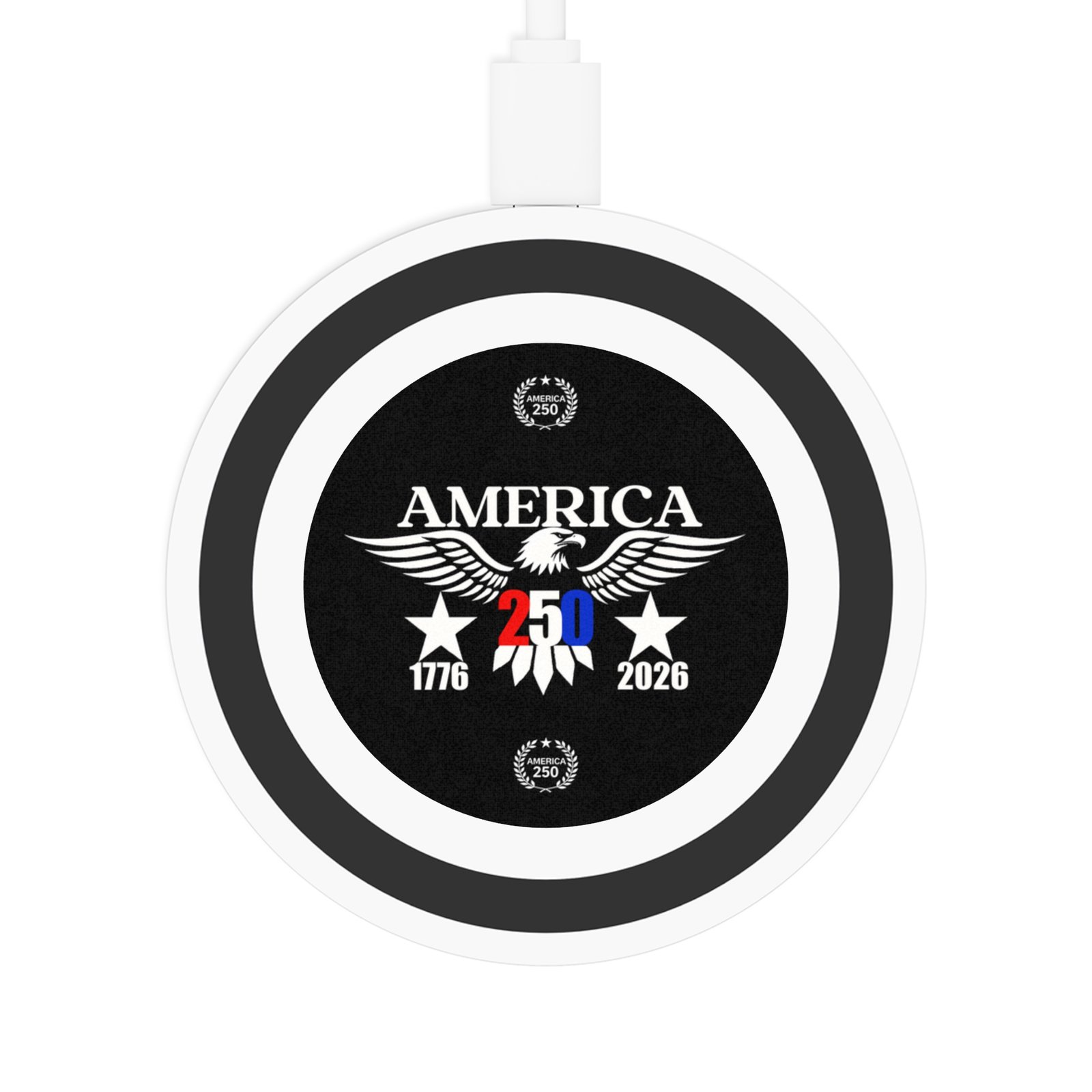 Wireless Charger, America 250 Patriotic Charging Pad, USA Independence Day, Fourth of July Tech Gift, Red White and Blue Phone Charger,
