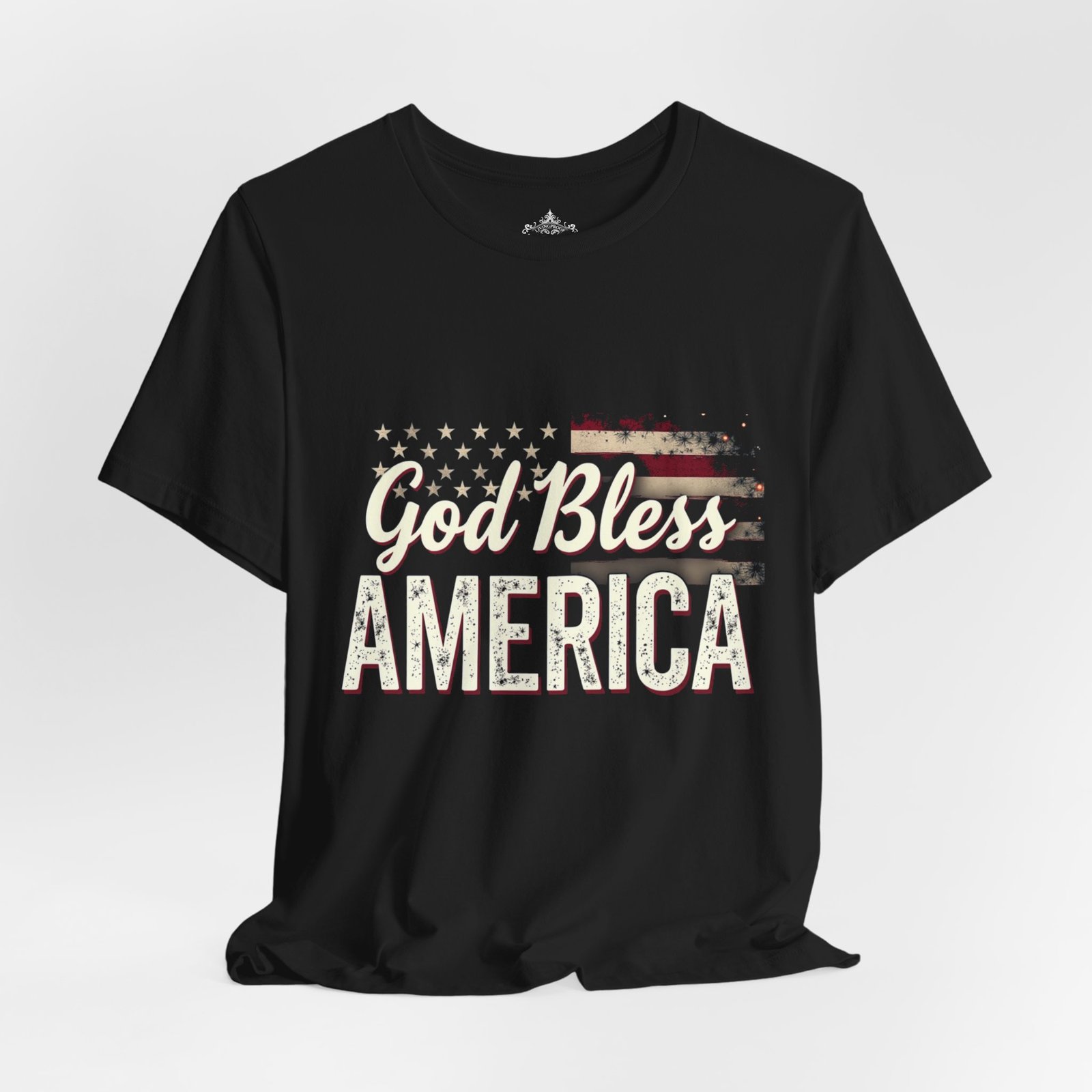 God Bless America Tee, Patriotic Unisex Jersey Short Sleeve Shirt for Independence Day, Memorial Day, and Everyday Wear, American