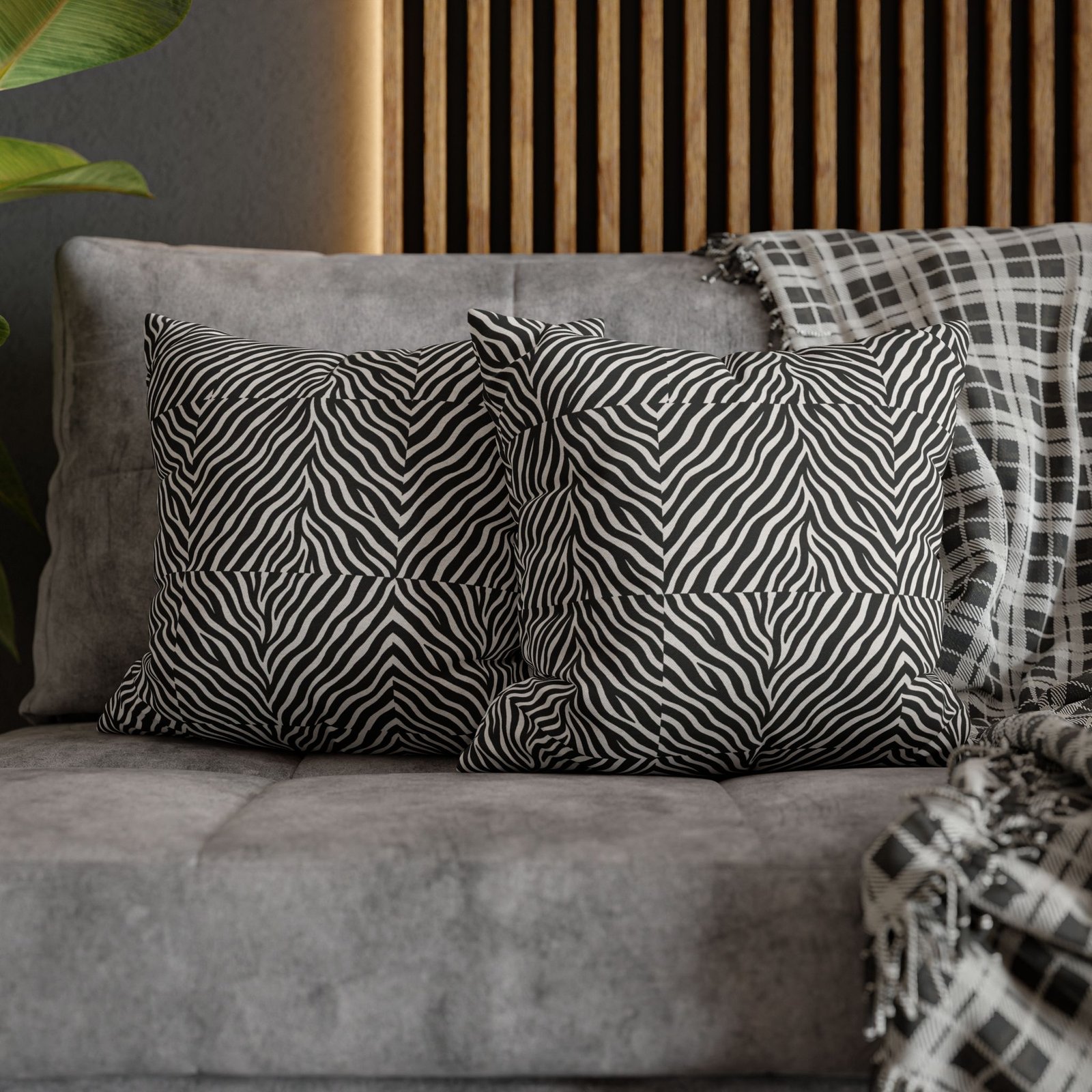 Black White Zebra Stripe Pillowcase | Animal Print Square Pillowcase - Image 12