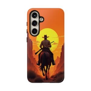 Samsung Galaxy S24 Cowboy Phone Case, Western Phone Cover, Tough Cases, Rustic Style, Rodeo Gift, Sunset Design, Unique Cell Phone Accessory