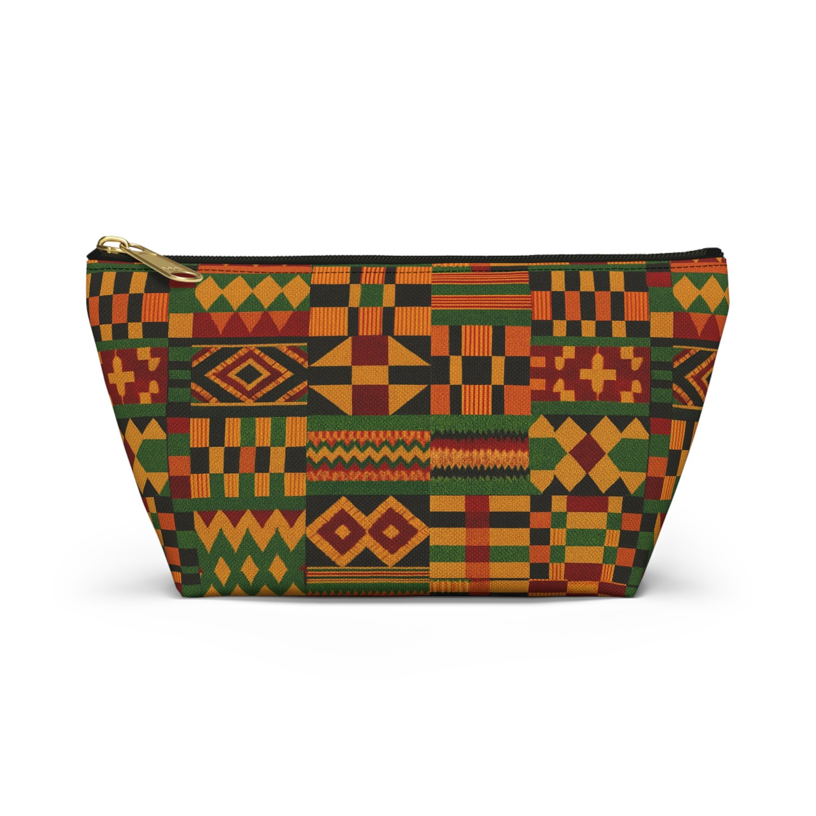 Kente Pattern Accessory Pouch | T-Bottom Makeup Bag, African Print - Image 9