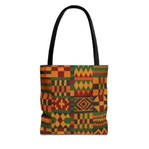 Kente Pattern Tote Bag | African Print Geometric Patchwork