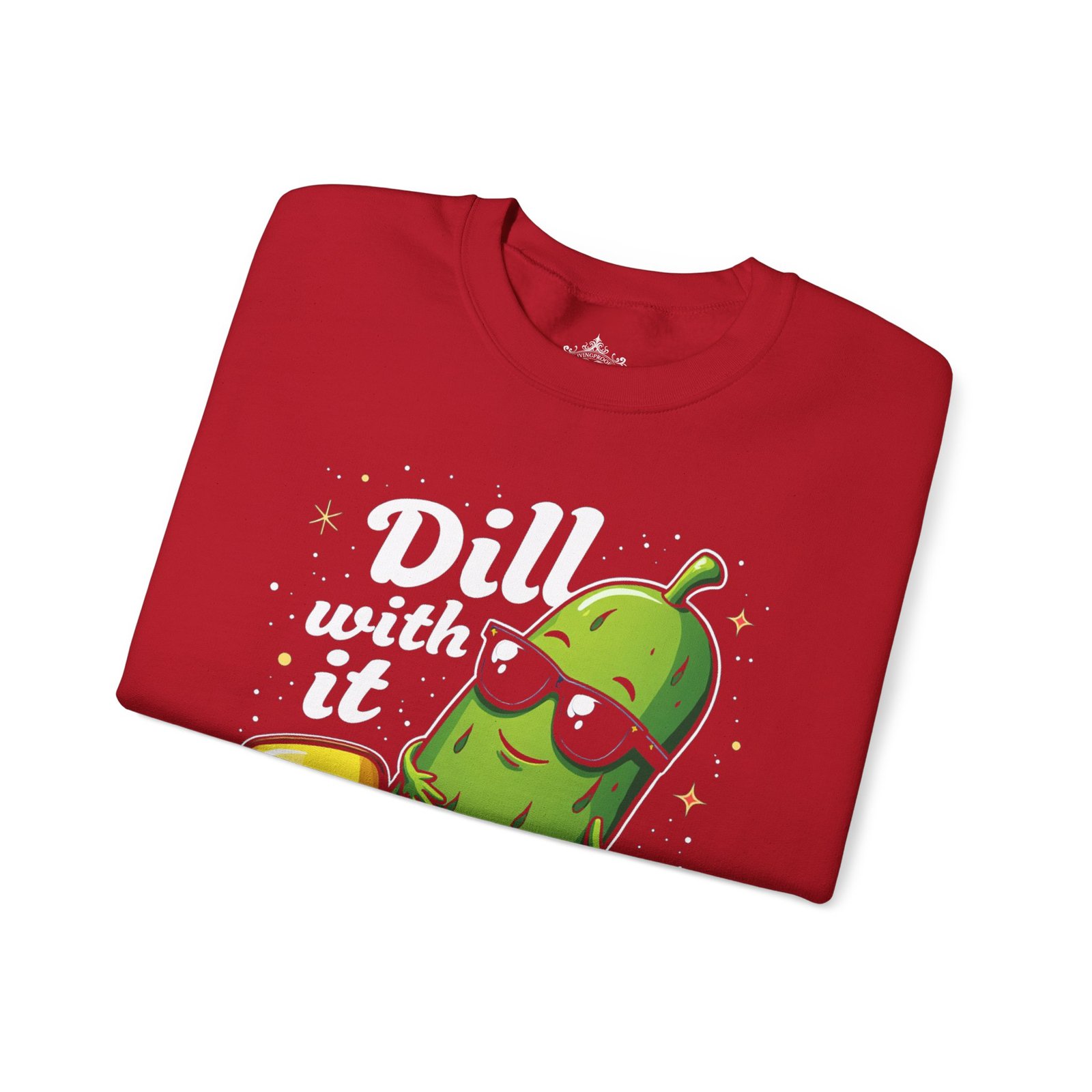 Dill With It pickle character Crewneck Sweatshirt | pickleball, funny pun - Image 33