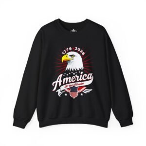 American Eagle Unisex Sweatshirt, 250 Years of Freedom Design, Patriotic Crewneck Jumper, USA Patriotic Apparel, Independence Day Gift,