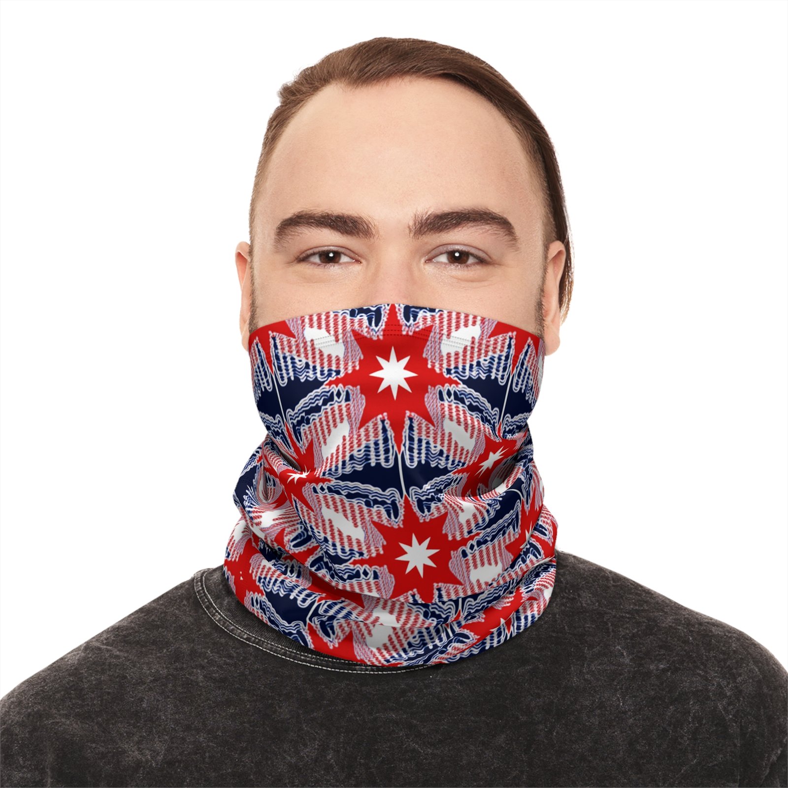 Winter Neck Gaiter, Patriotic Face Covering, USA Flag Design, Neck Warmer with Drawstring, Snowboarding Accessories, Ski Mask