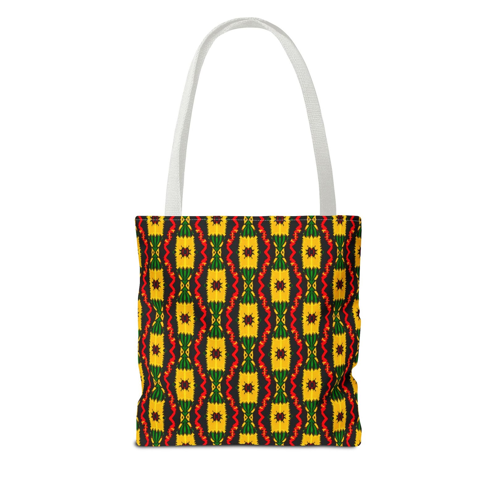 African Geometric Pattern Tote Bag | Yellow Red Green Print - Image 6