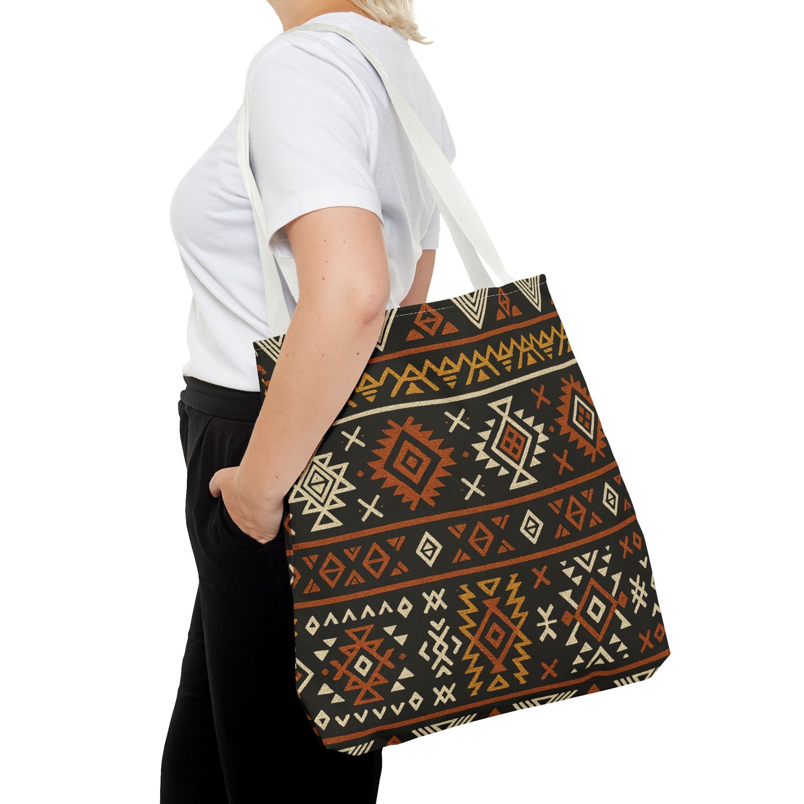 Southwestern Aztec Pattern Tote Bag | Tribal Geometric All-Over Print, Boho Chic Shoulder Bag, Ethnic Market Tote, Colorful Handbag, - Image 36