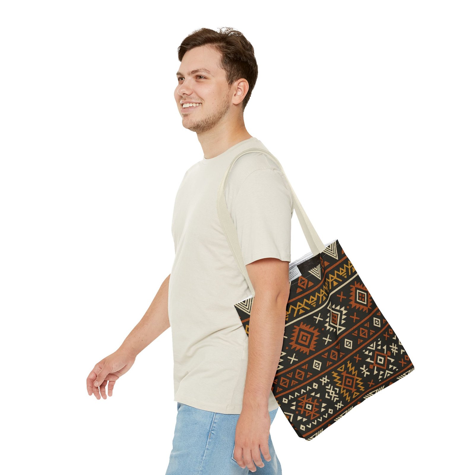 Southwestern Aztec Pattern Tote Bag | Tribal Geometric All-Over Print, Boho Chic Shoulder Bag, Ethnic Market Tote, Colorful Handbag, - Image 43