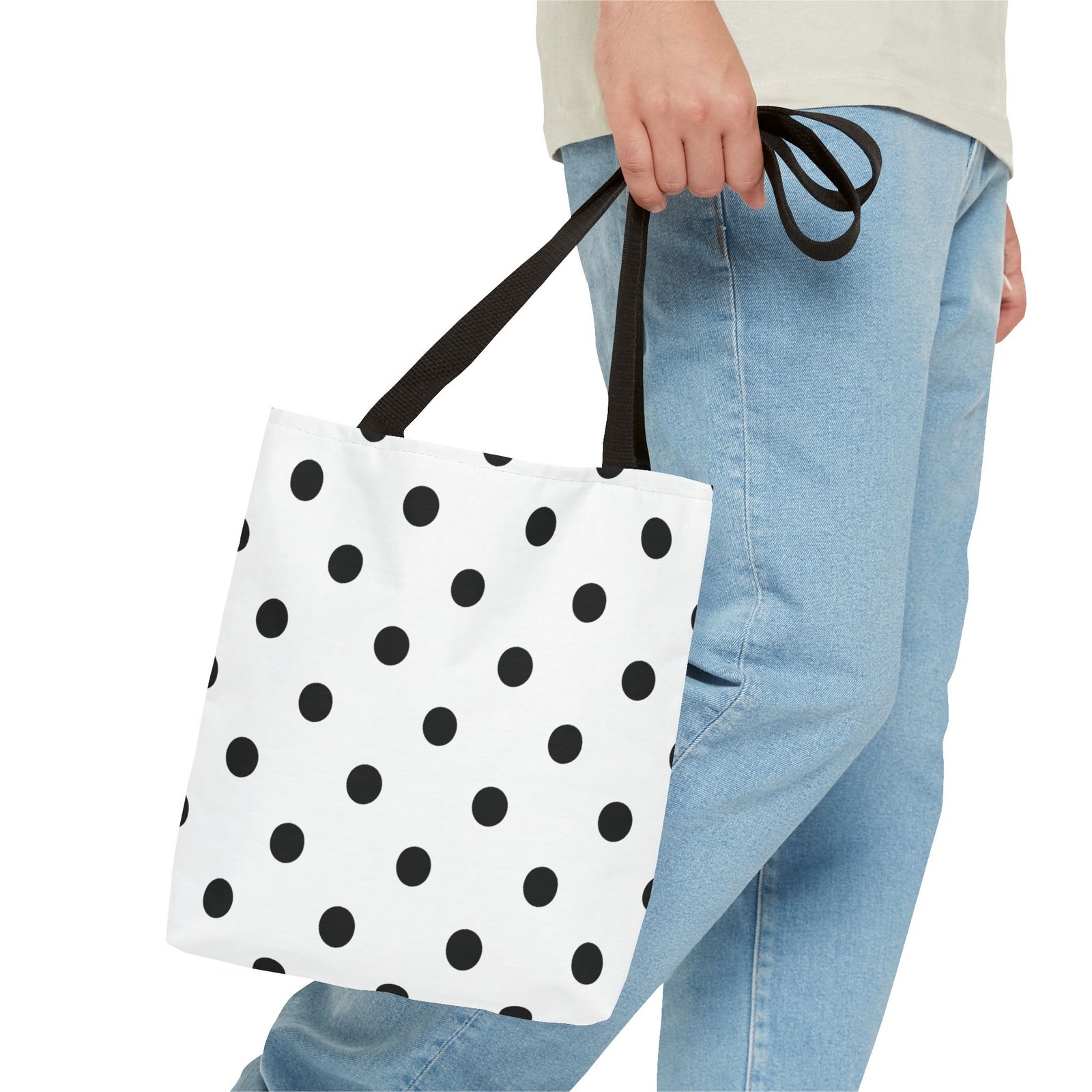 Black Polka Dot Tote Bag | All-Over Print - Image 3