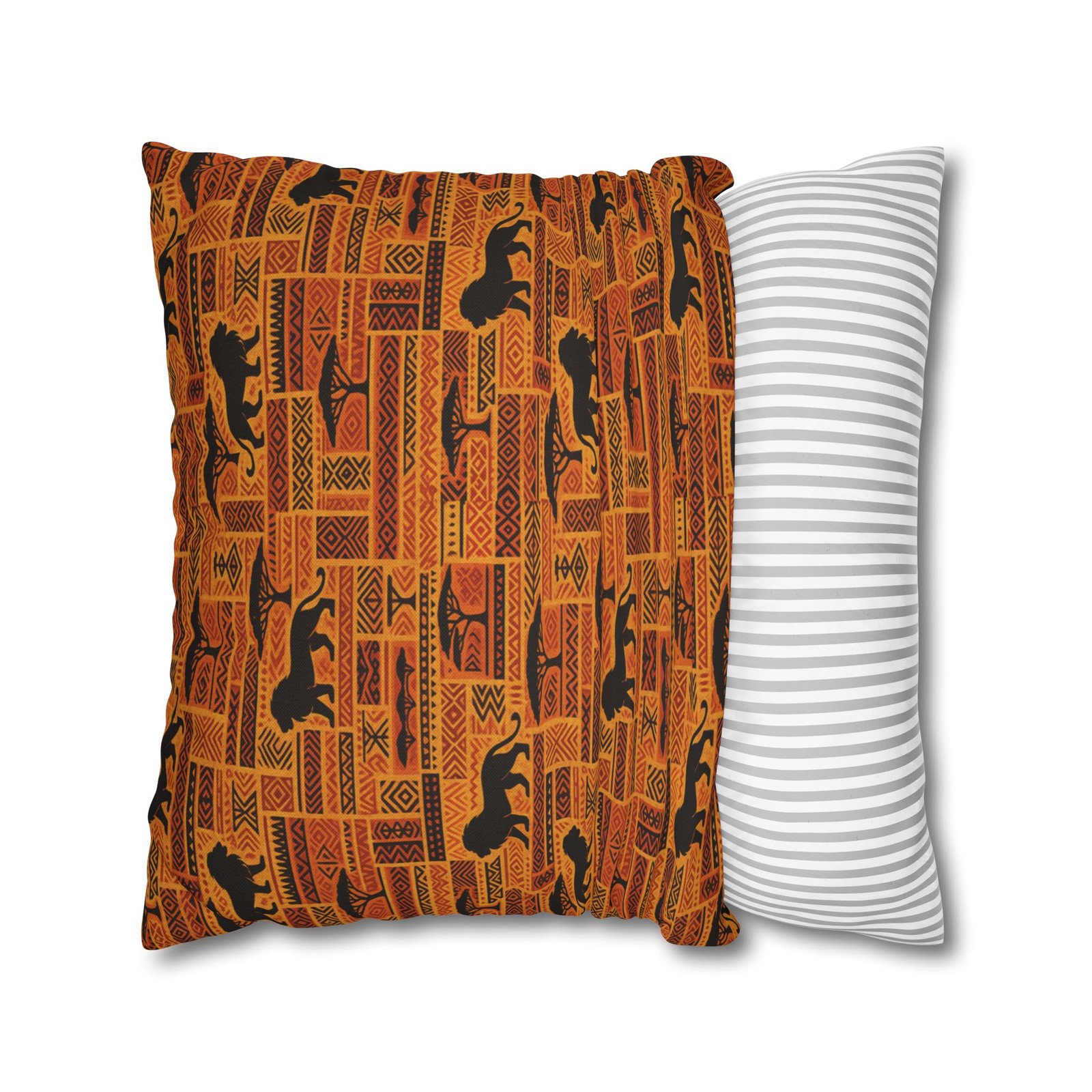 African Safari Pattern Pillowcase | Lion Silhouette Square Pillow - Image 20